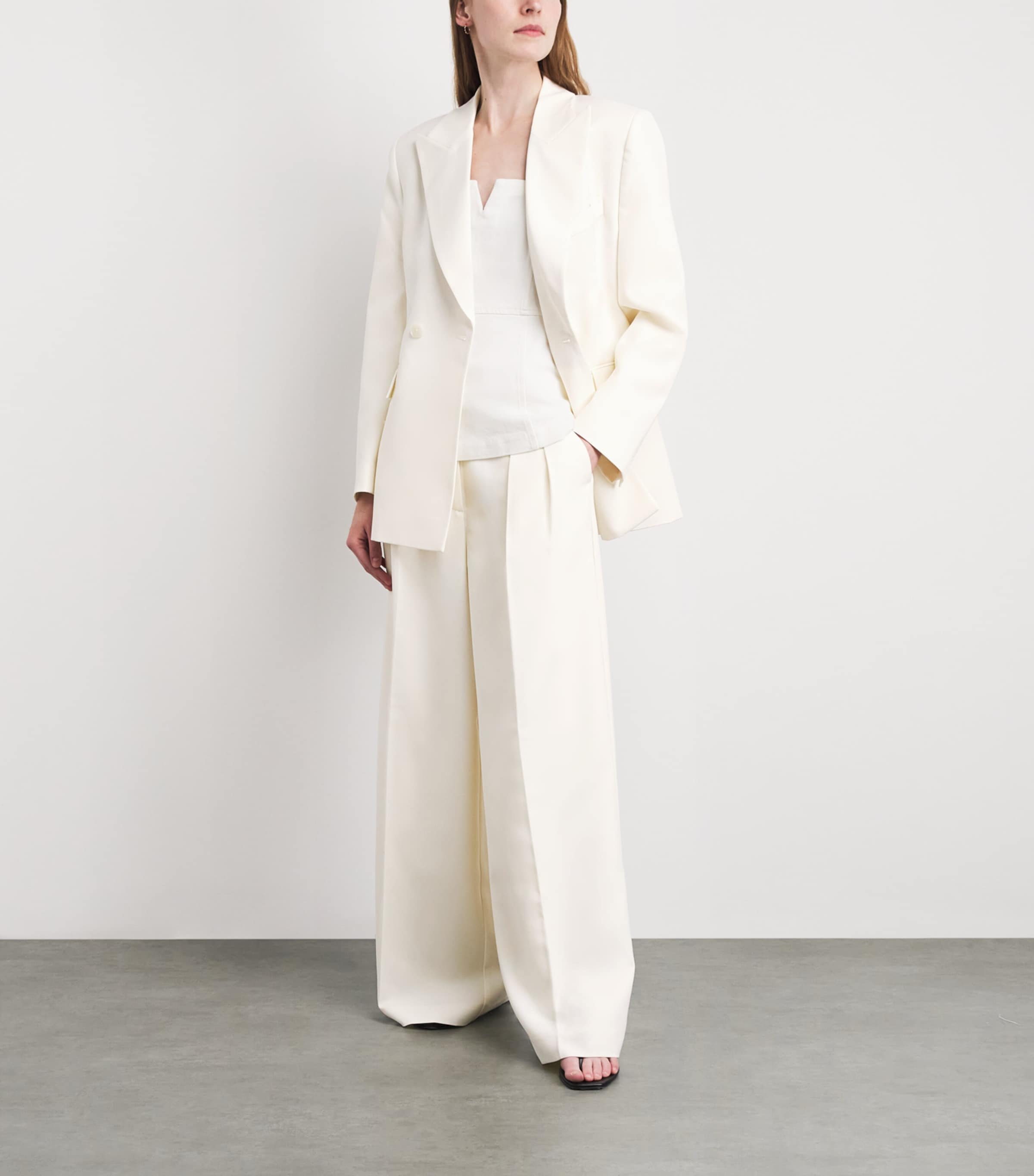 ANINE BING Womens Lou Wide-Leg Trousers Ecru Image 2