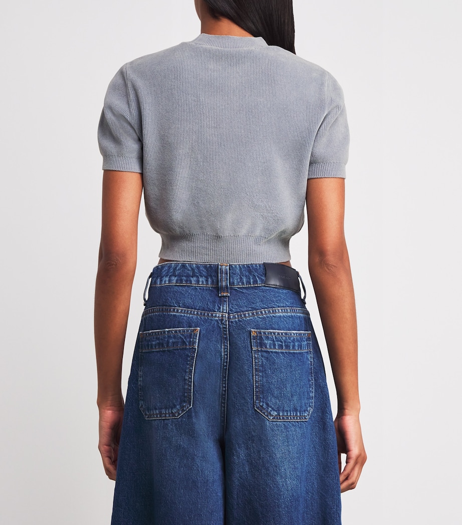 Cotton-Blend Chenille Logo T-Shirt 057 WASHED GREY Image 4