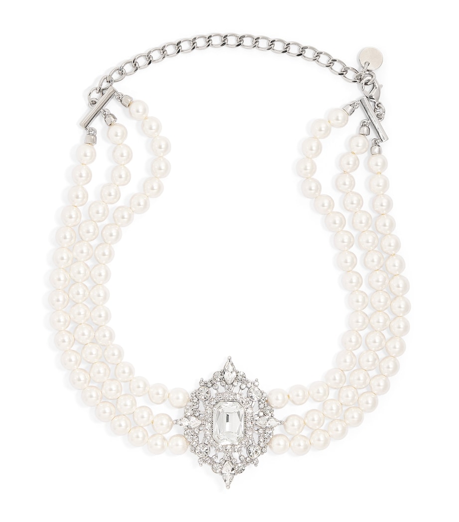 Self-Portrait Crystal-Faux Pearl Choker Pearl Image 1