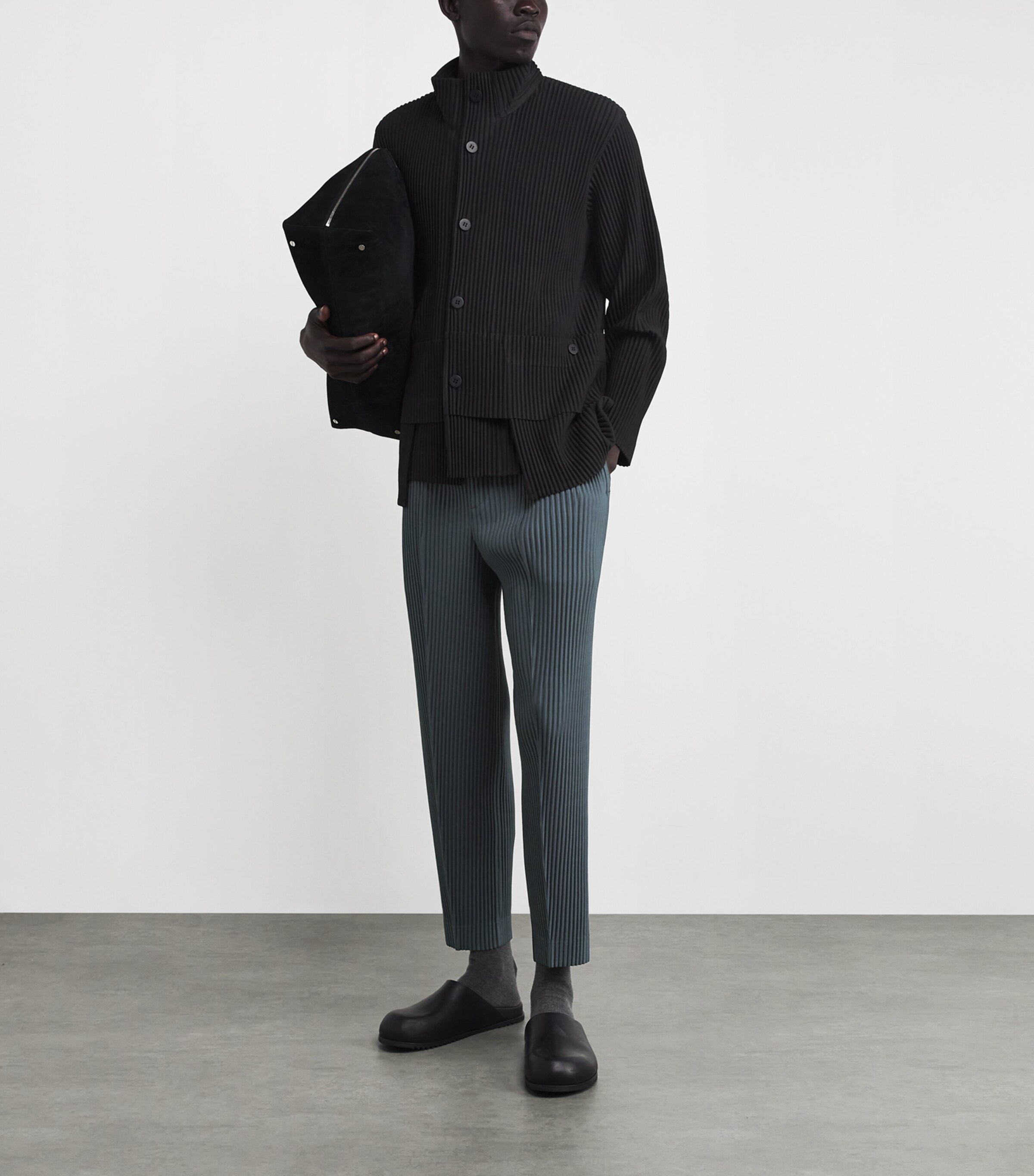 Homme Plissé Issey Miyake Mens Pleated Compleat Straight Trousers Chert Blue Image 2