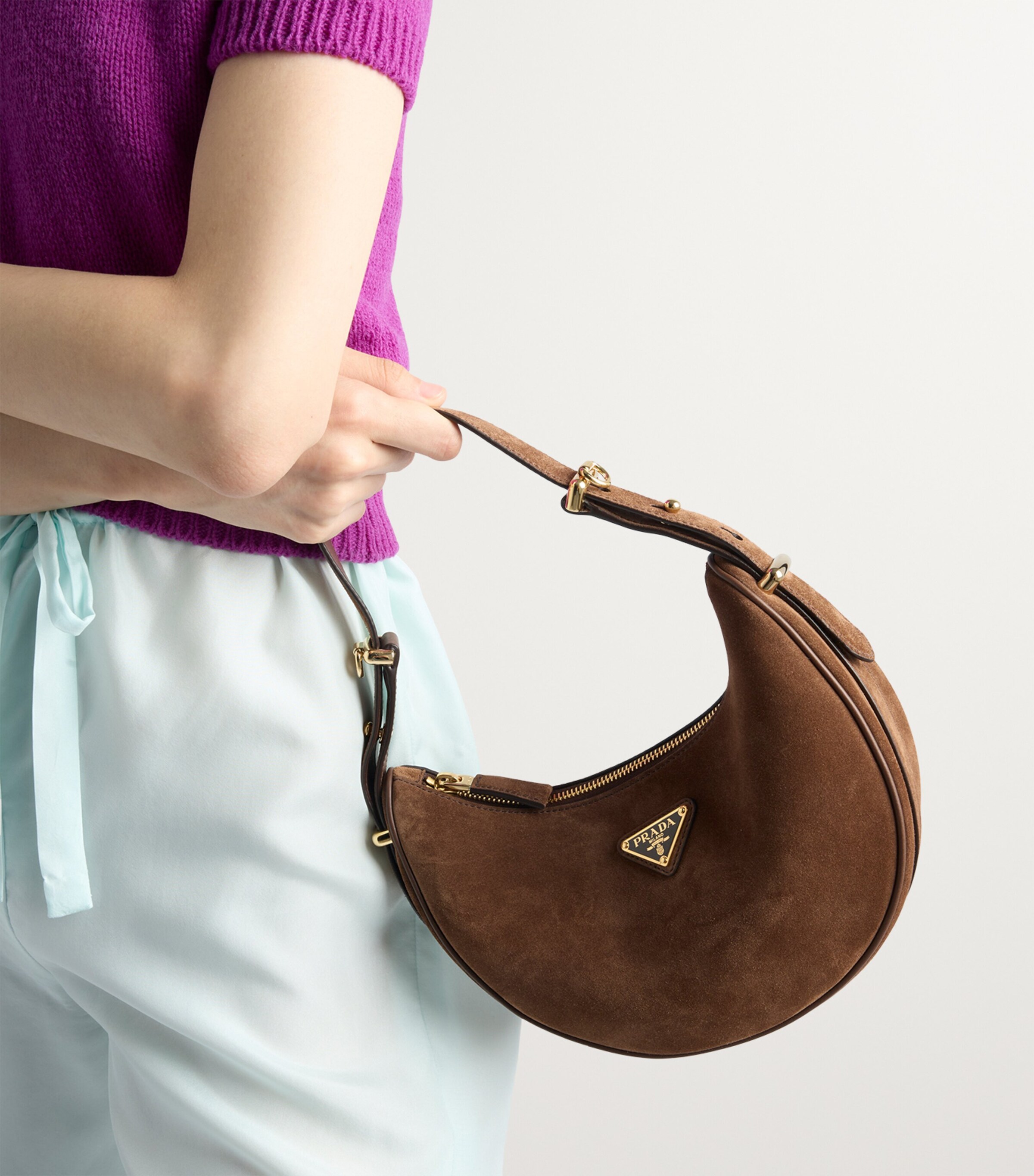 Prada Suede Arqué Shoulder Bag Image 7