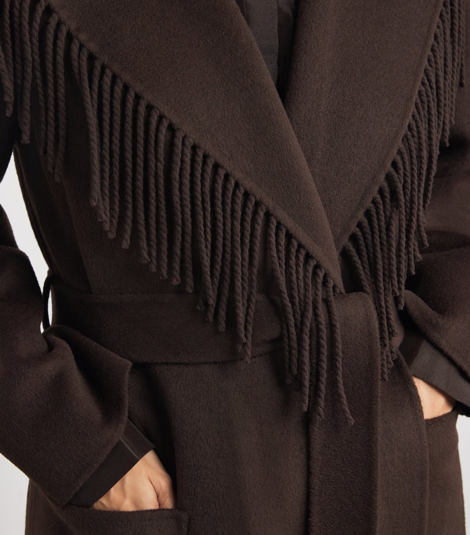Wool Fringe Carrie Robe Coat CHOCOLATE Image 6