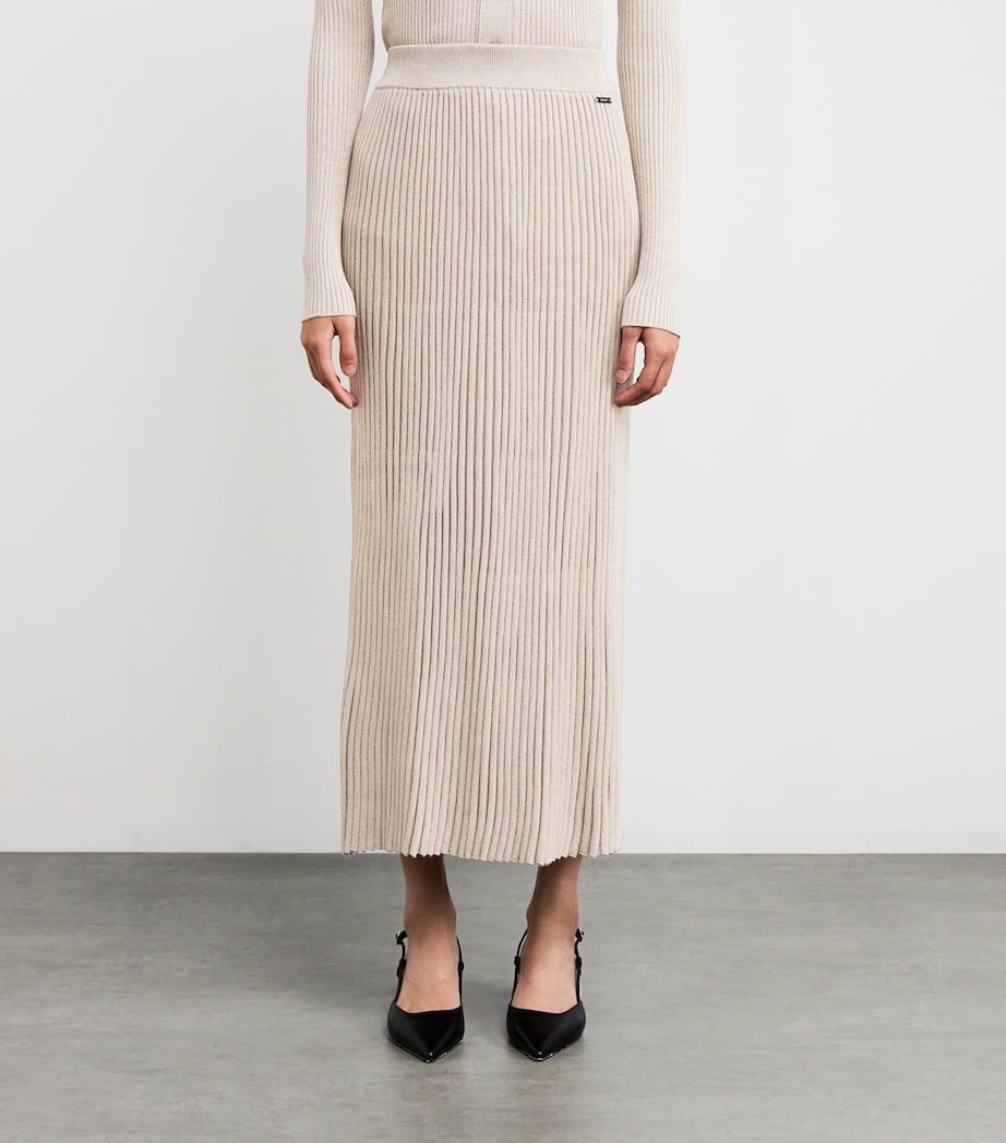 Wool-Blend Shimmer Midi Skirt BEIGE/BEIGE Image 3