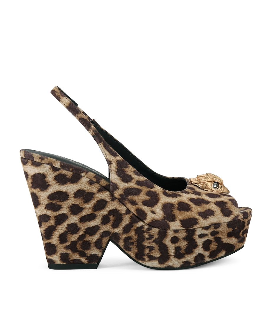 Kurt Geiger London Leopard Print Belgravia Slingback Platform Heels Brown/oth Image 1