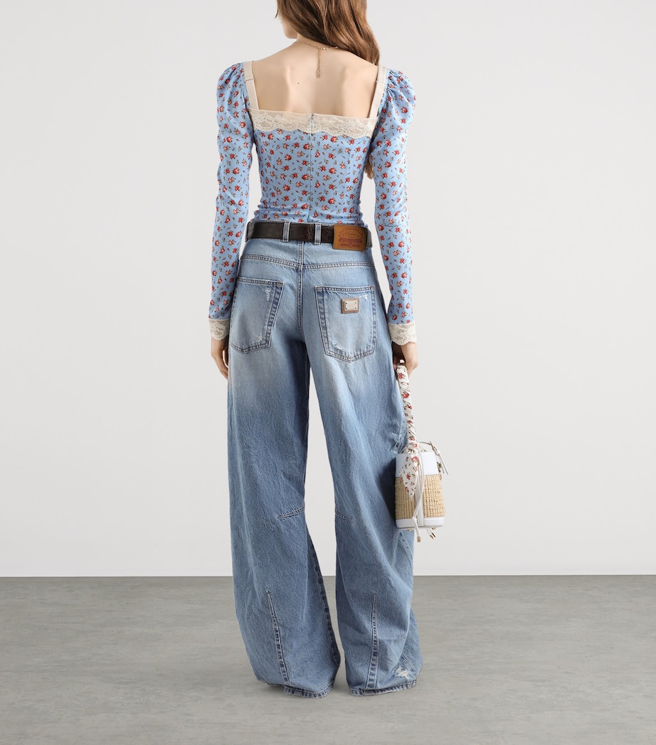 Dolce&Gabbana Womens Silk-Blend Rose Print Top Rose Image 3