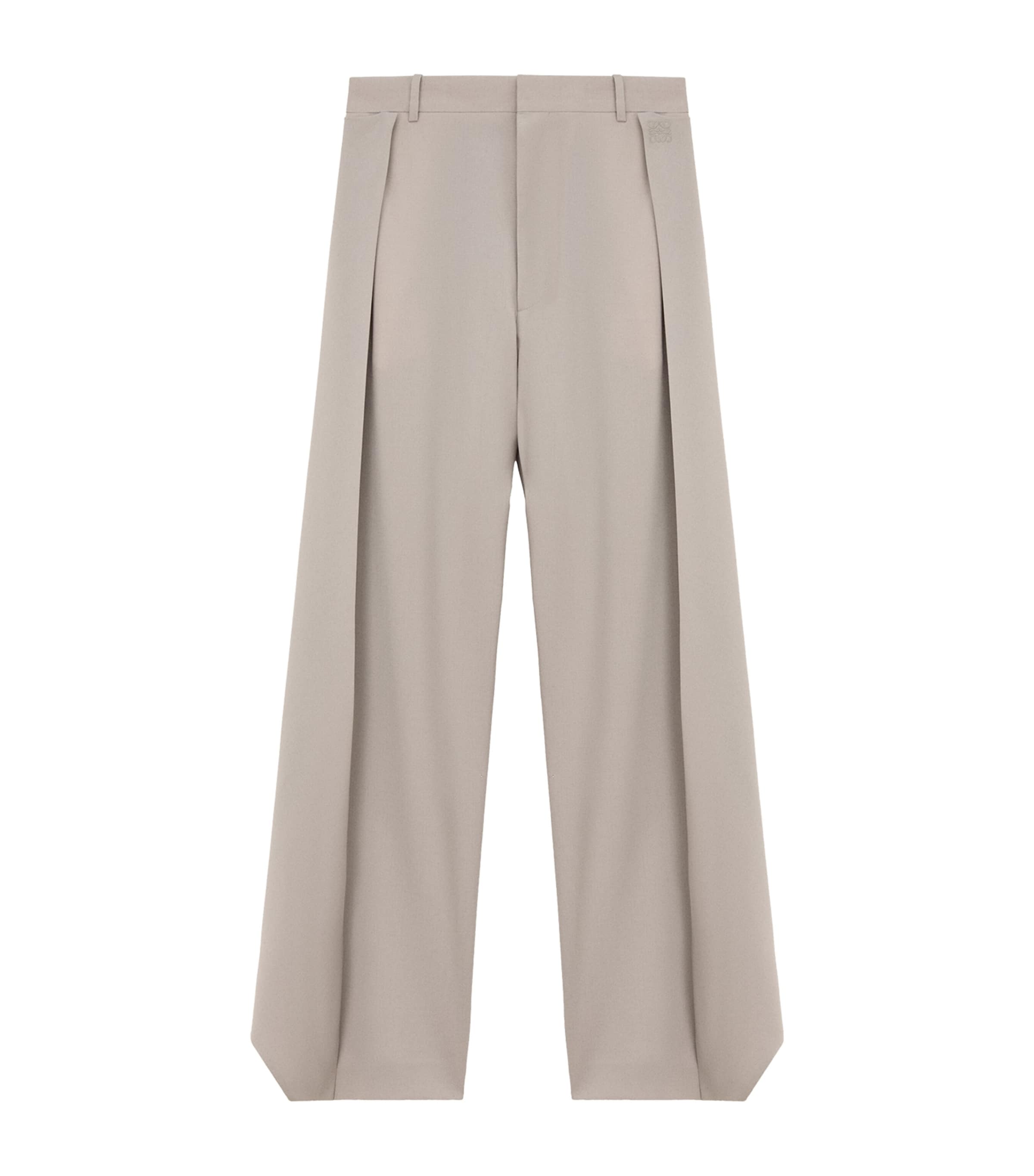 LOEWE Womens Wool-Blend Pleated Trousers Light Taupe Image 1