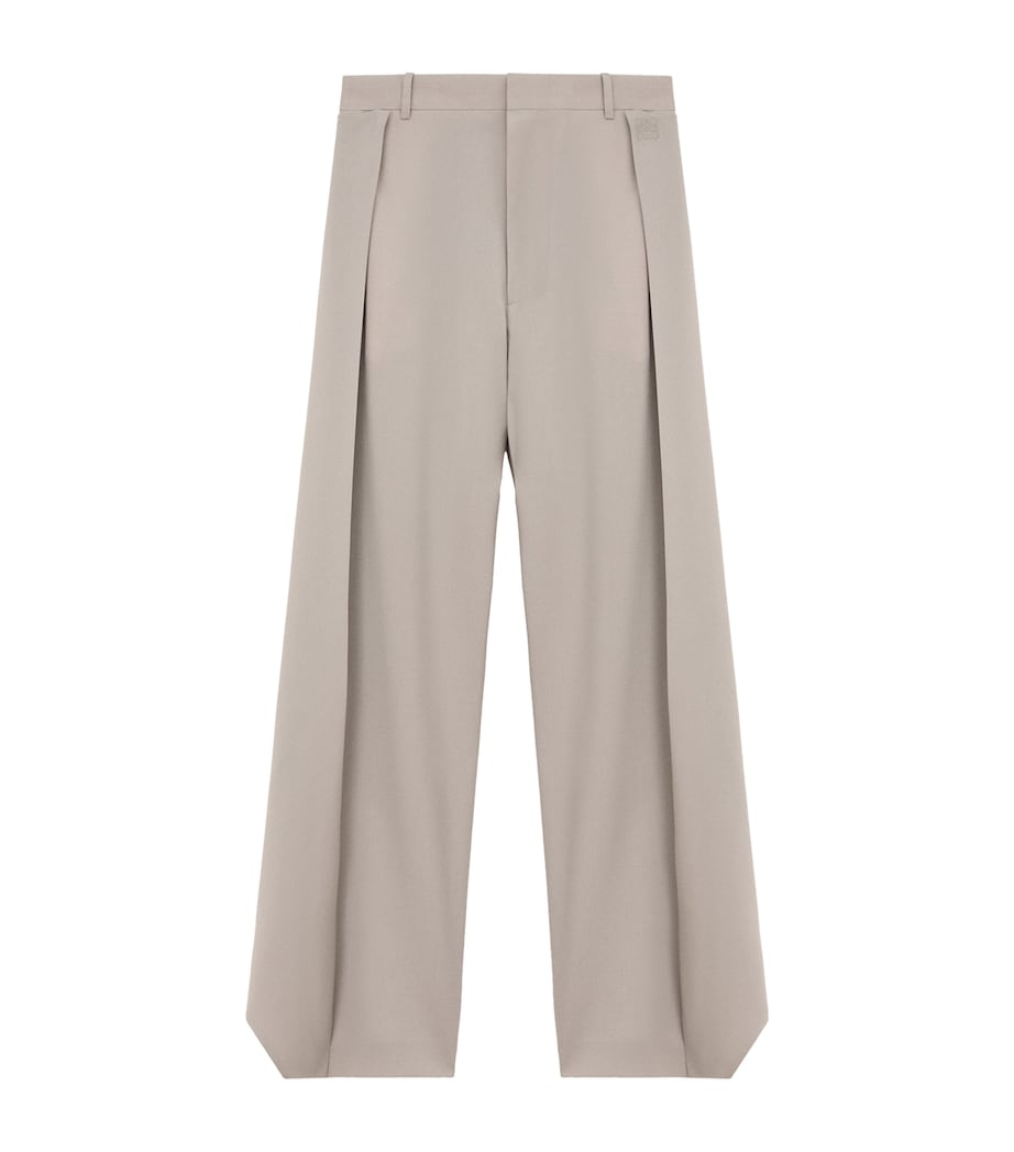 LOEWE Womens Wool-Blend Pleated Trousers Light Taupe Image 1