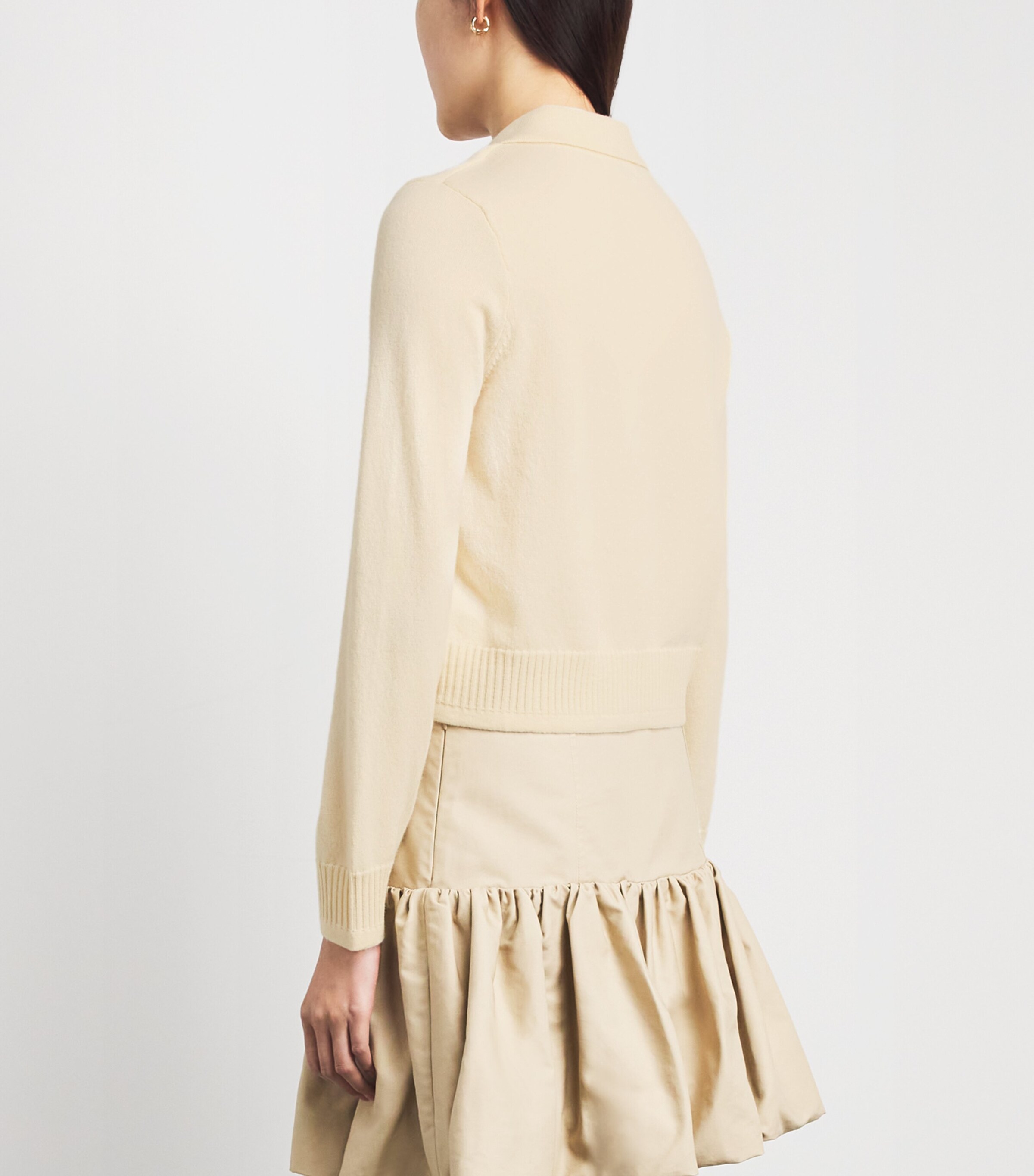 Sandro Paris Womens Wool-Cashmere Polo Cardigan Vanilla Image 5