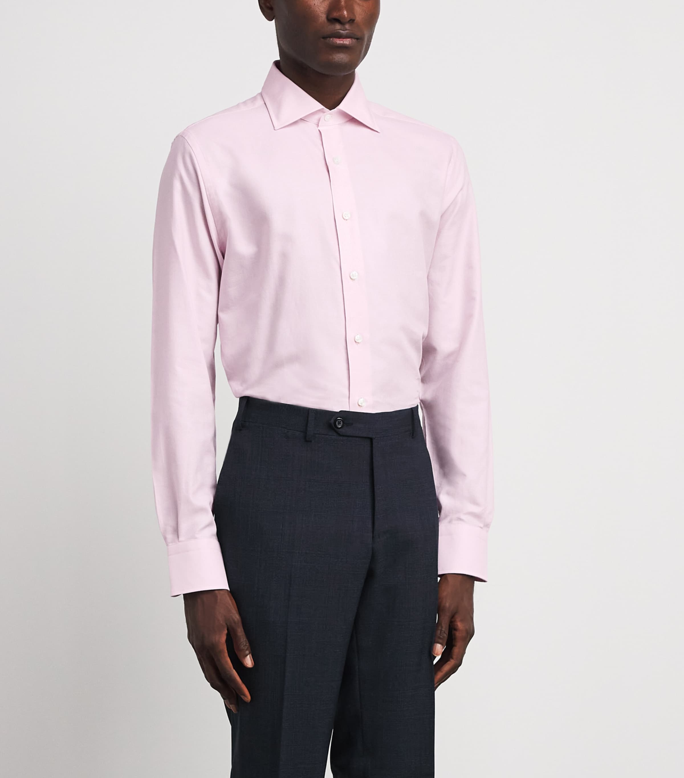 Canali Mens Cotton Textured Shirt Pink Image 4