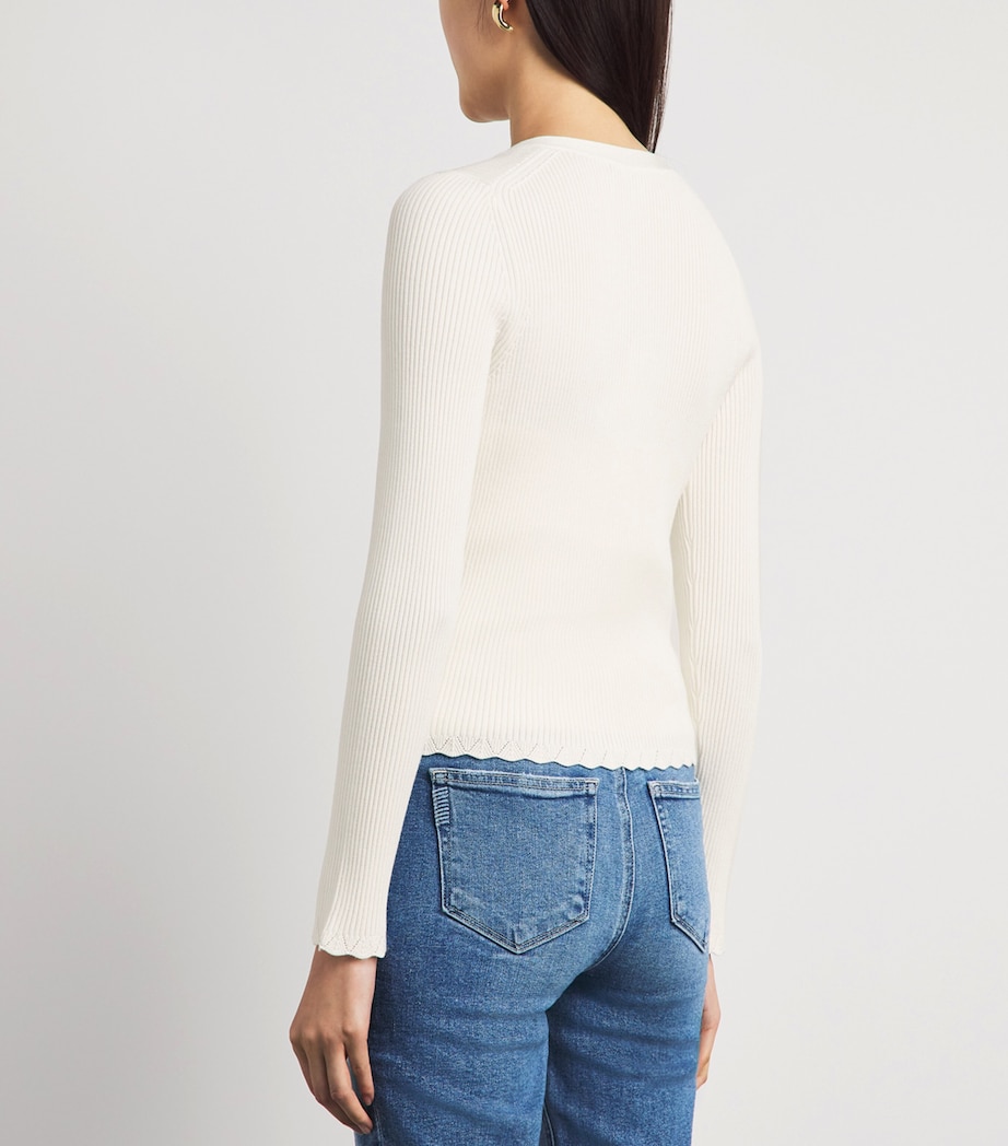 PAIGE Womens Knitted V-Neck Crimson Cardigan White Image 5