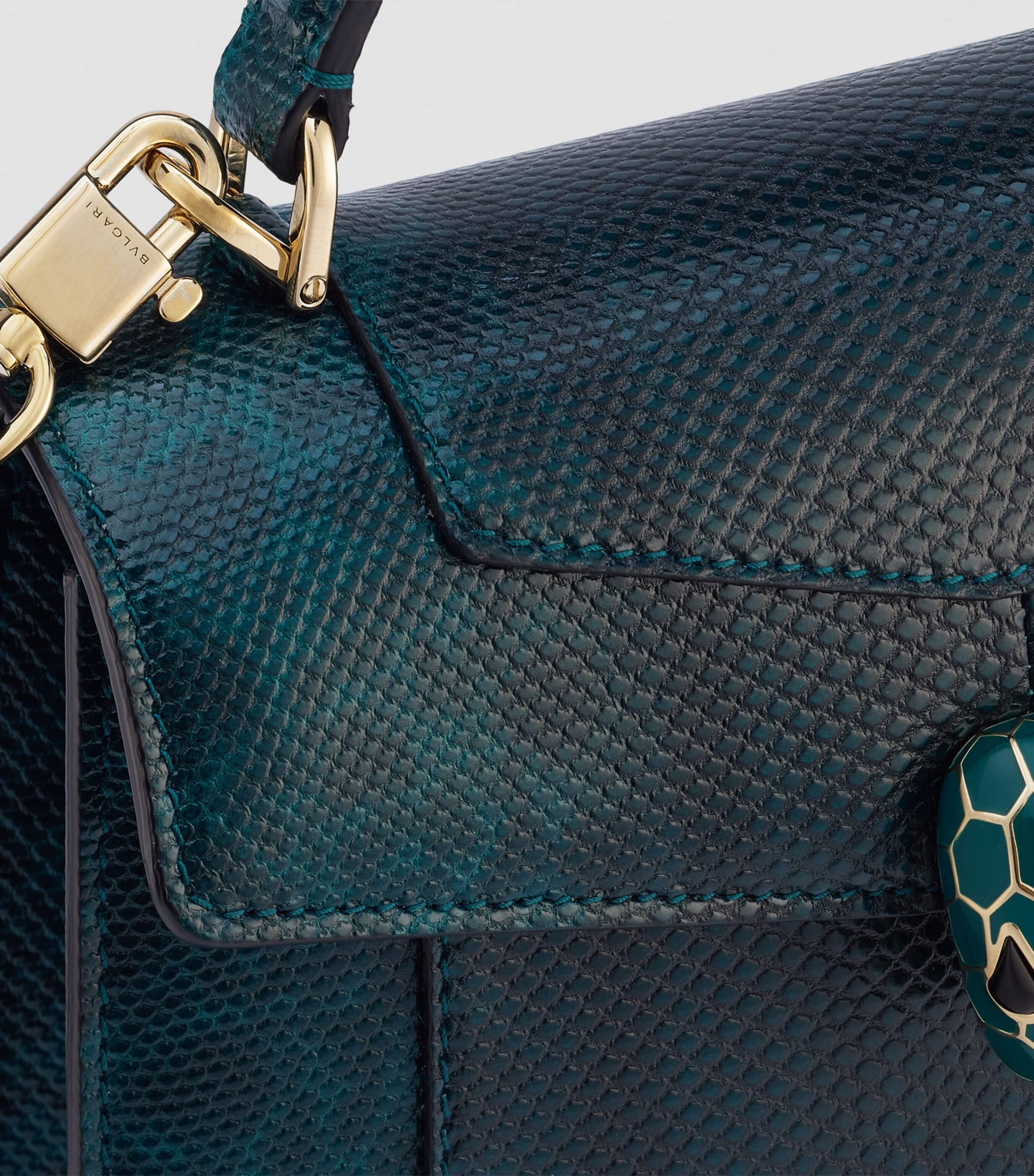 Karung Leather Serpenti Forever Top-Handle Bag GREEN DARK Image 5