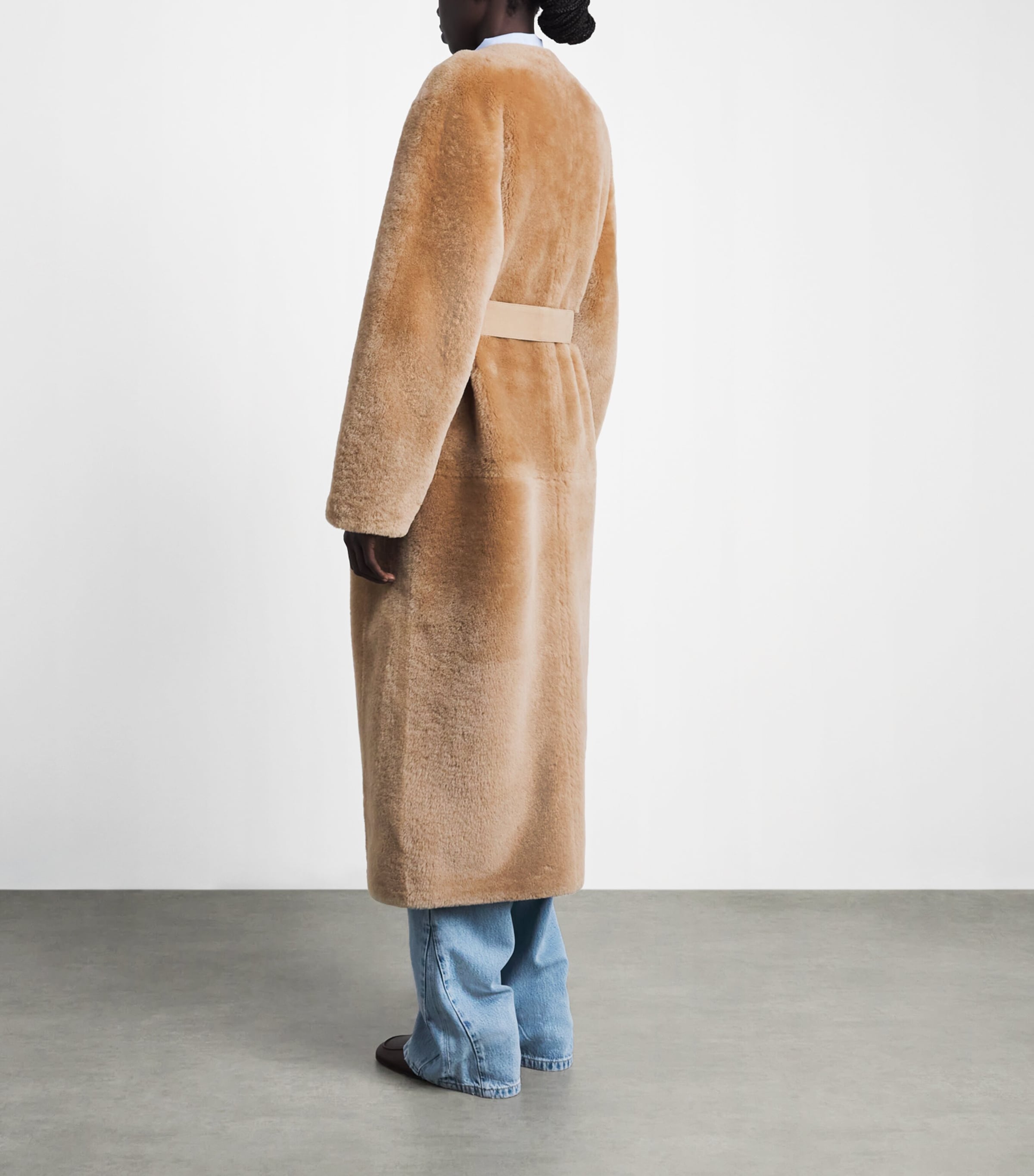 CHAROUX Womens Shearling Edie Overcoat Mocha Image 5