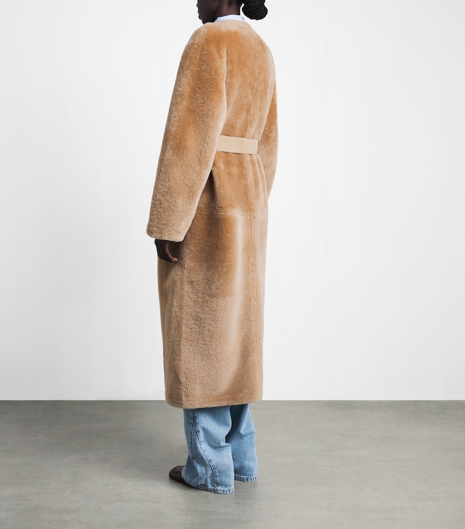 CHAROUX Womens Shearling Edie Overcoat Mocha Image 5