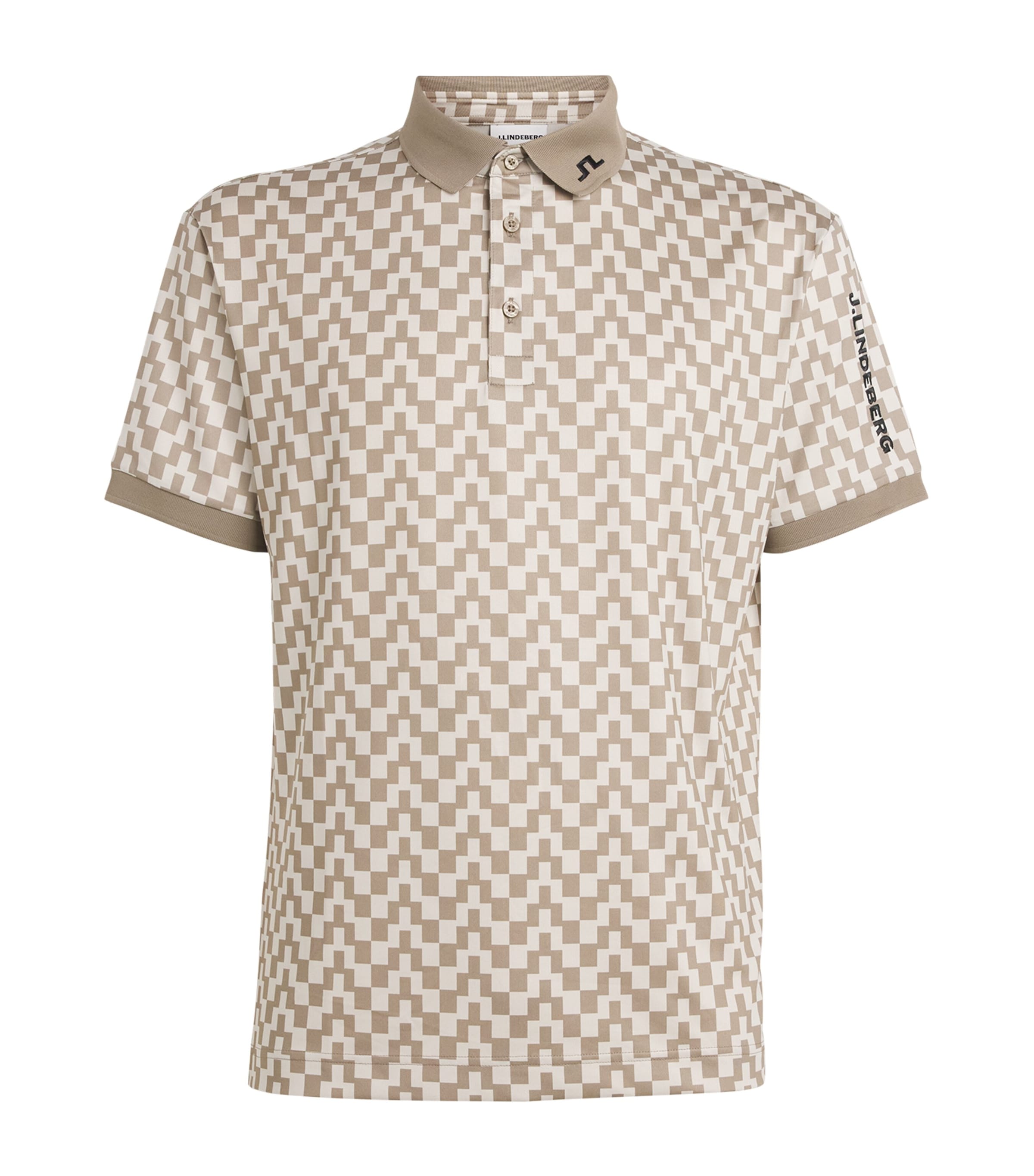 J Lindeberg Mens Tour Tech Print Polo Shirt Bridge Stack Image 1
