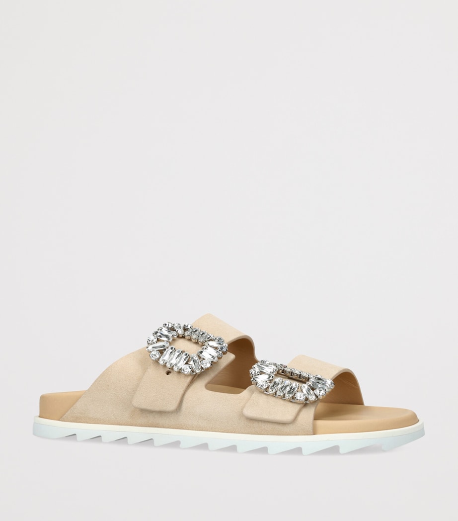 Leather Slidy Viv Strass Sandals BEIGE COMB Image 3