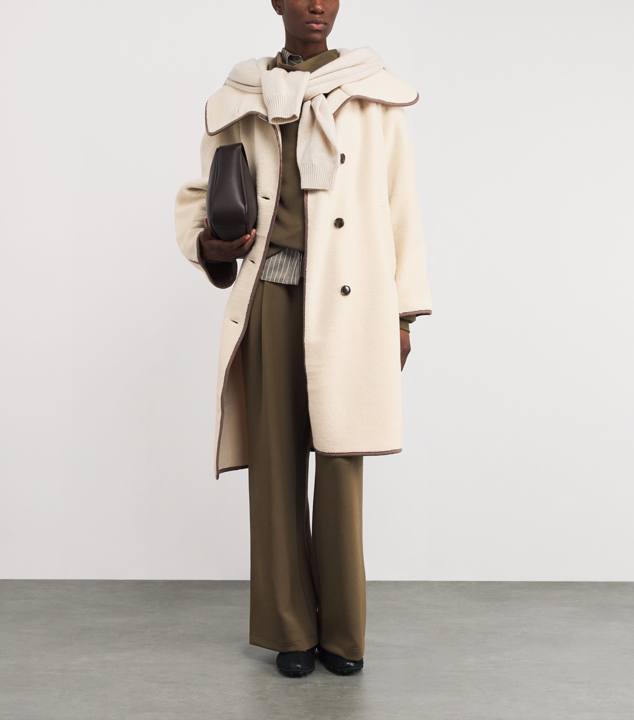 Bonded-Fleece Clemence Cape Coat SANDSHELL Image 2