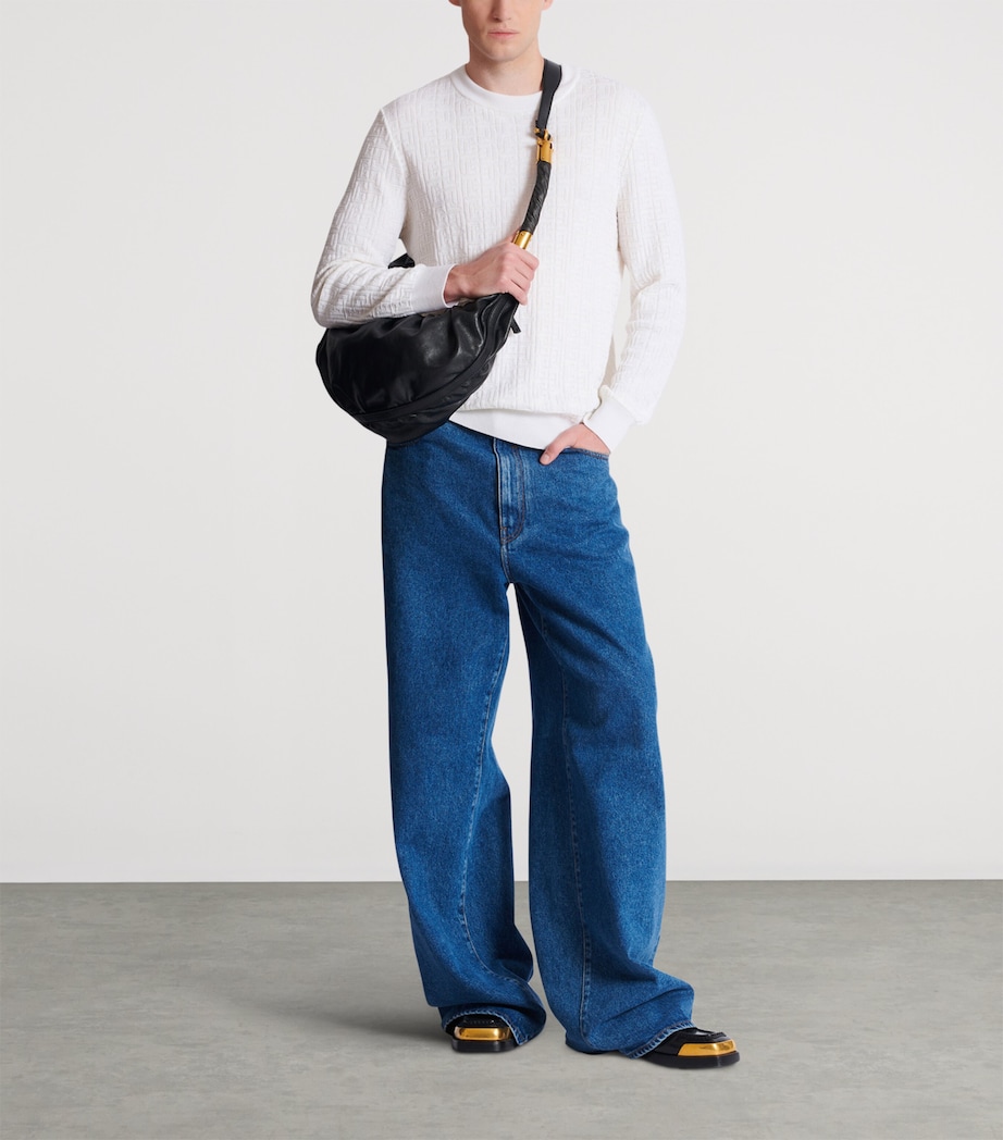 Wool-Linen-Blend Monogram Sweater 0KA NATUREL Image 3