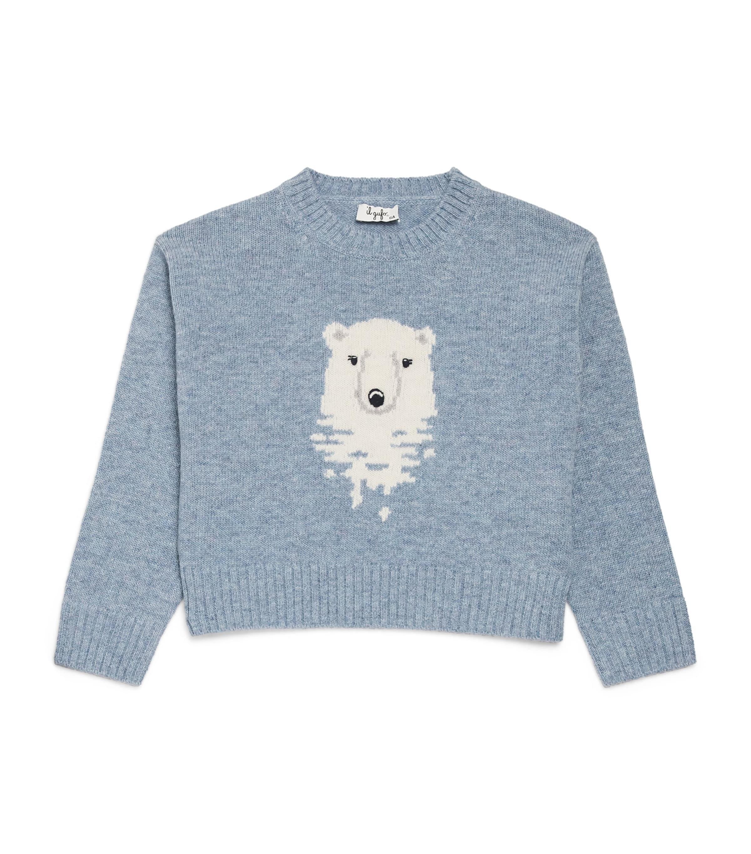 Shop Il Gufo Polar Bear Sweater In Blue