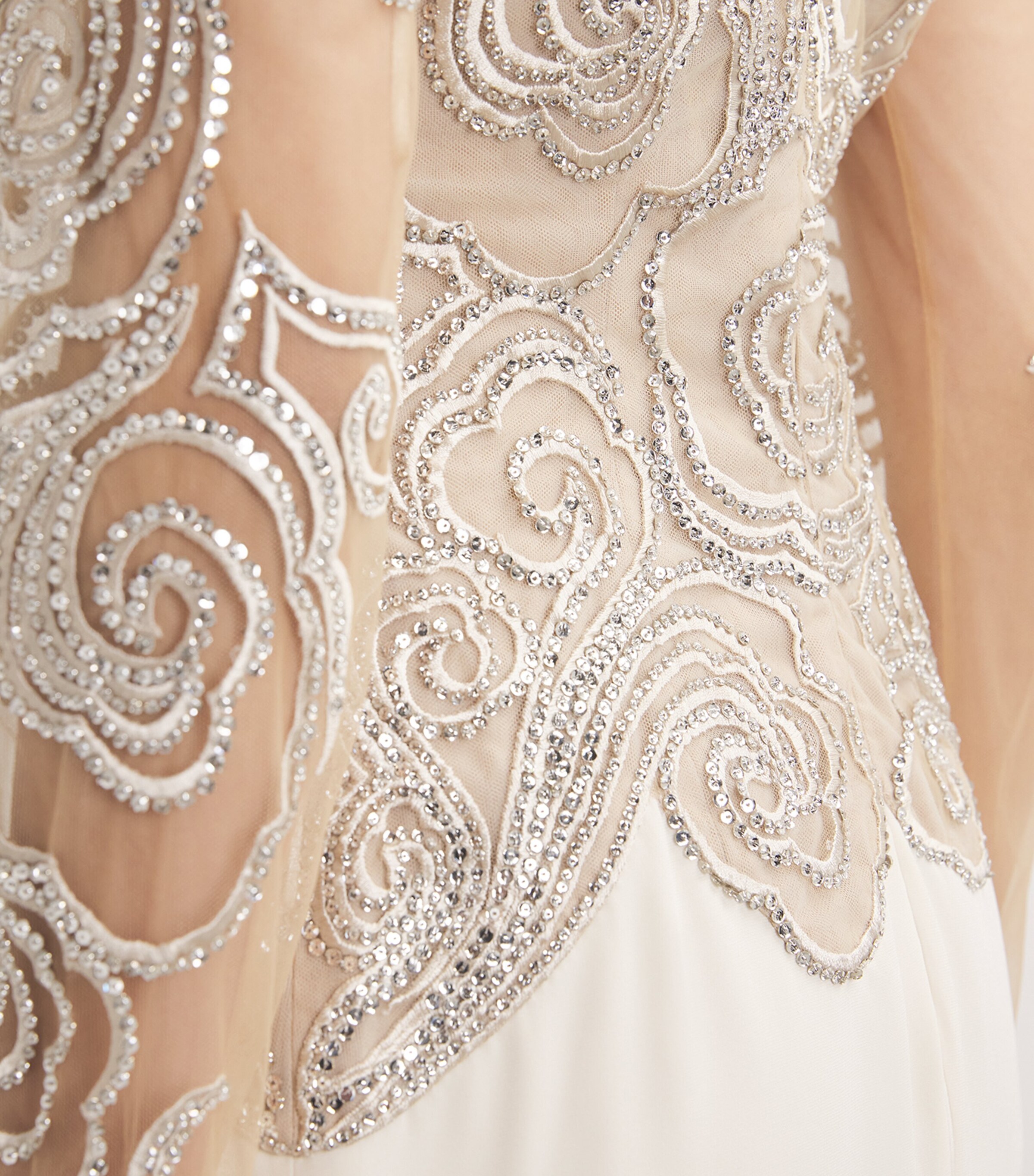 GEORGES HOBEIKA Womens Embroidered-Detail Gown Pastel Beige/ Silver Image 4