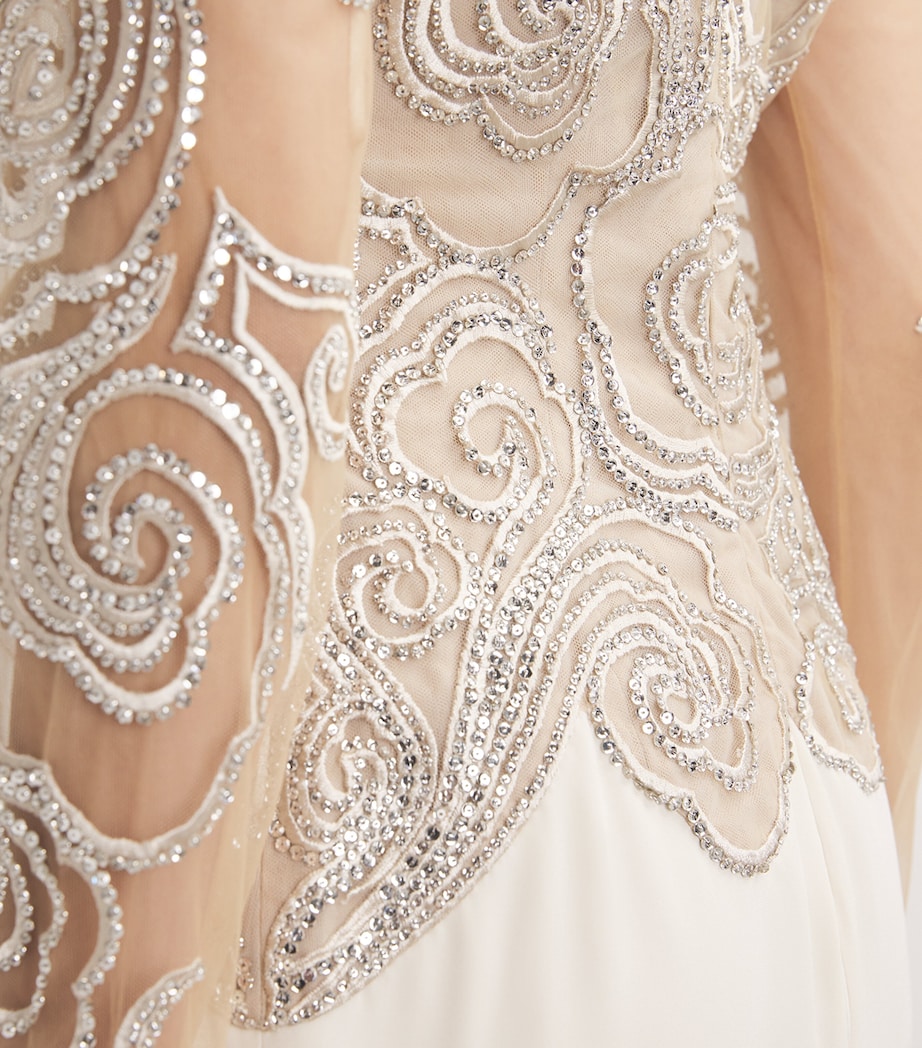 GEORGES HOBEIKA Womens Embroidered-Detail Gown Pastel Beige/ Silver Image 4