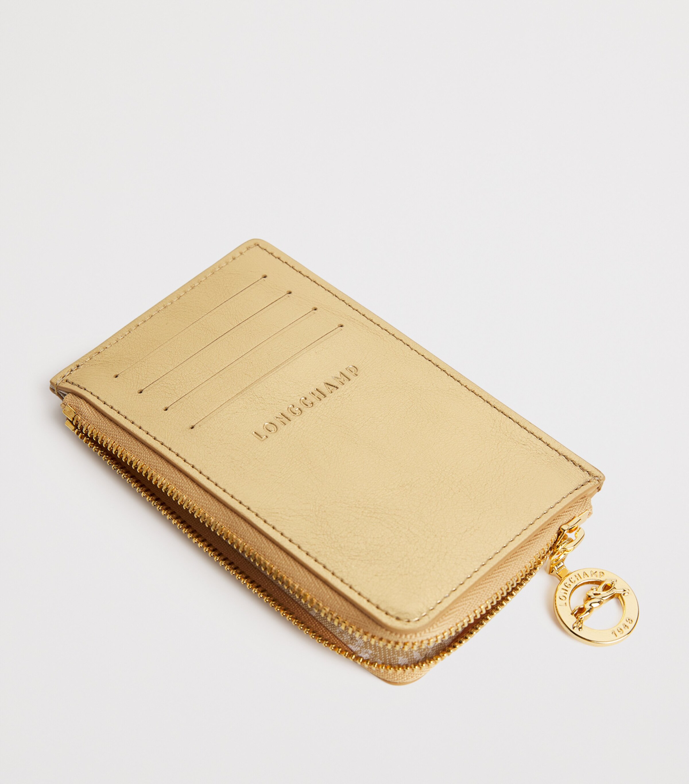 Longchamp Leather Le Pliage Xtra Zipped Card Holder Gold Image 3