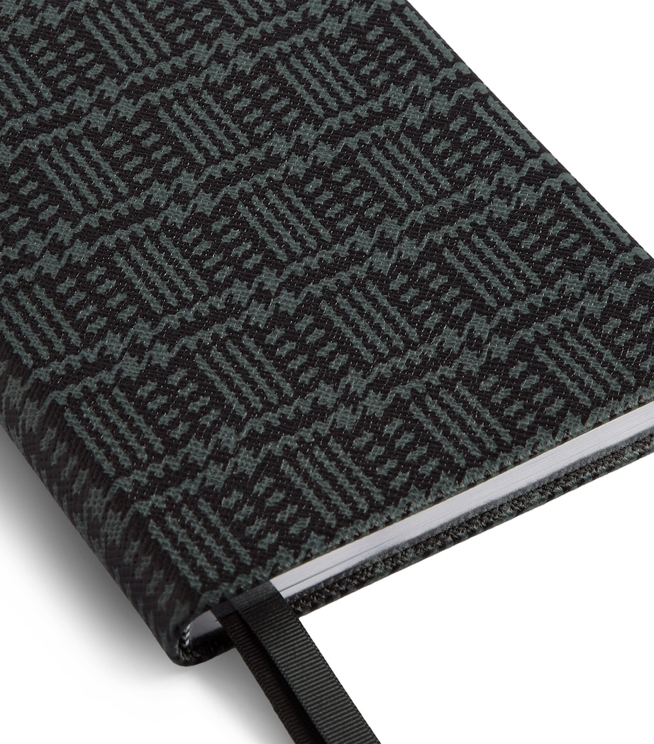 Smythson Leather Tweed-Print Soho Notebook Slate Green Image 2