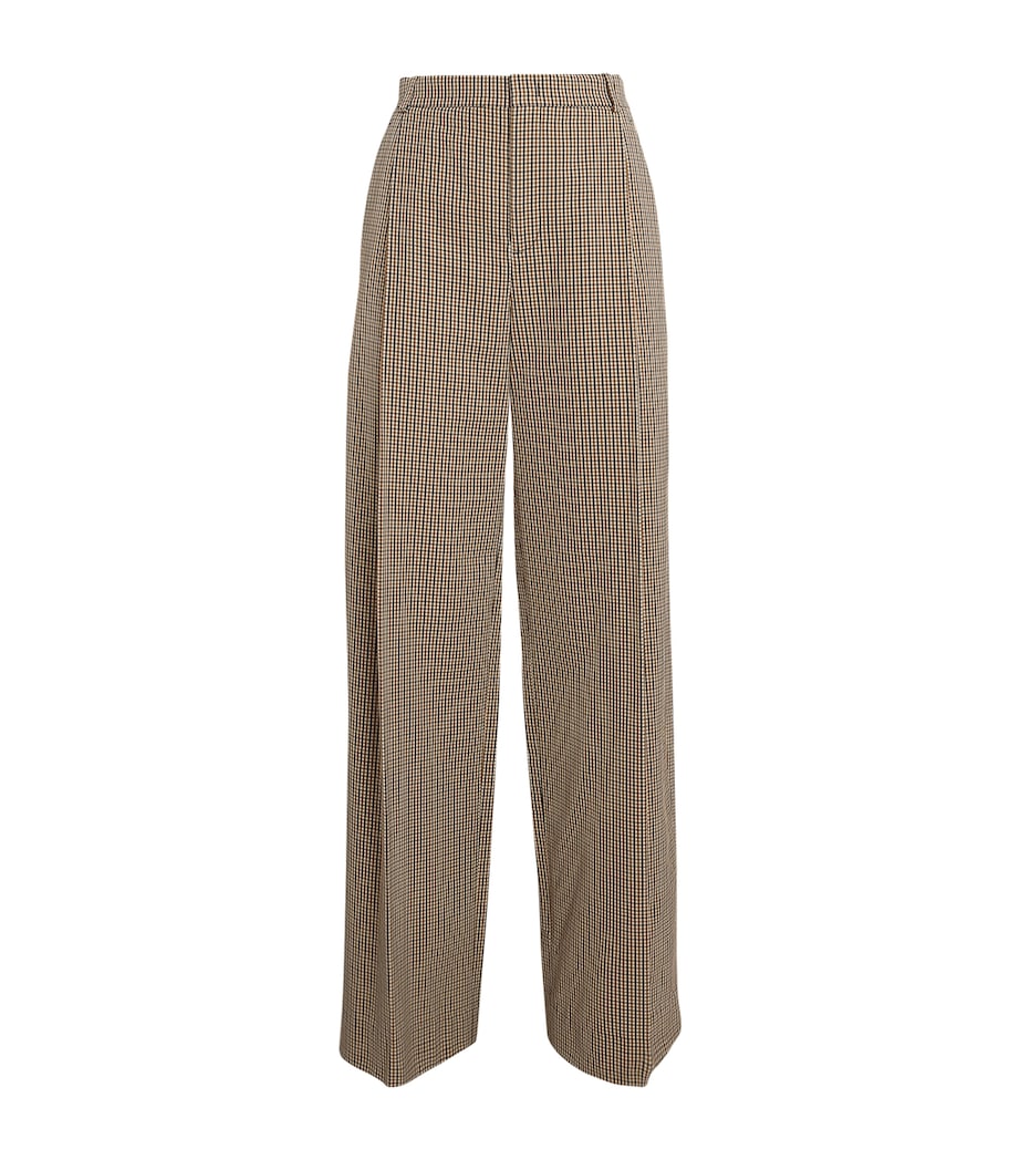 Vince Womens Cotton-Lyocell Check Camille Trousers Ltwhtstn Chck Image 1