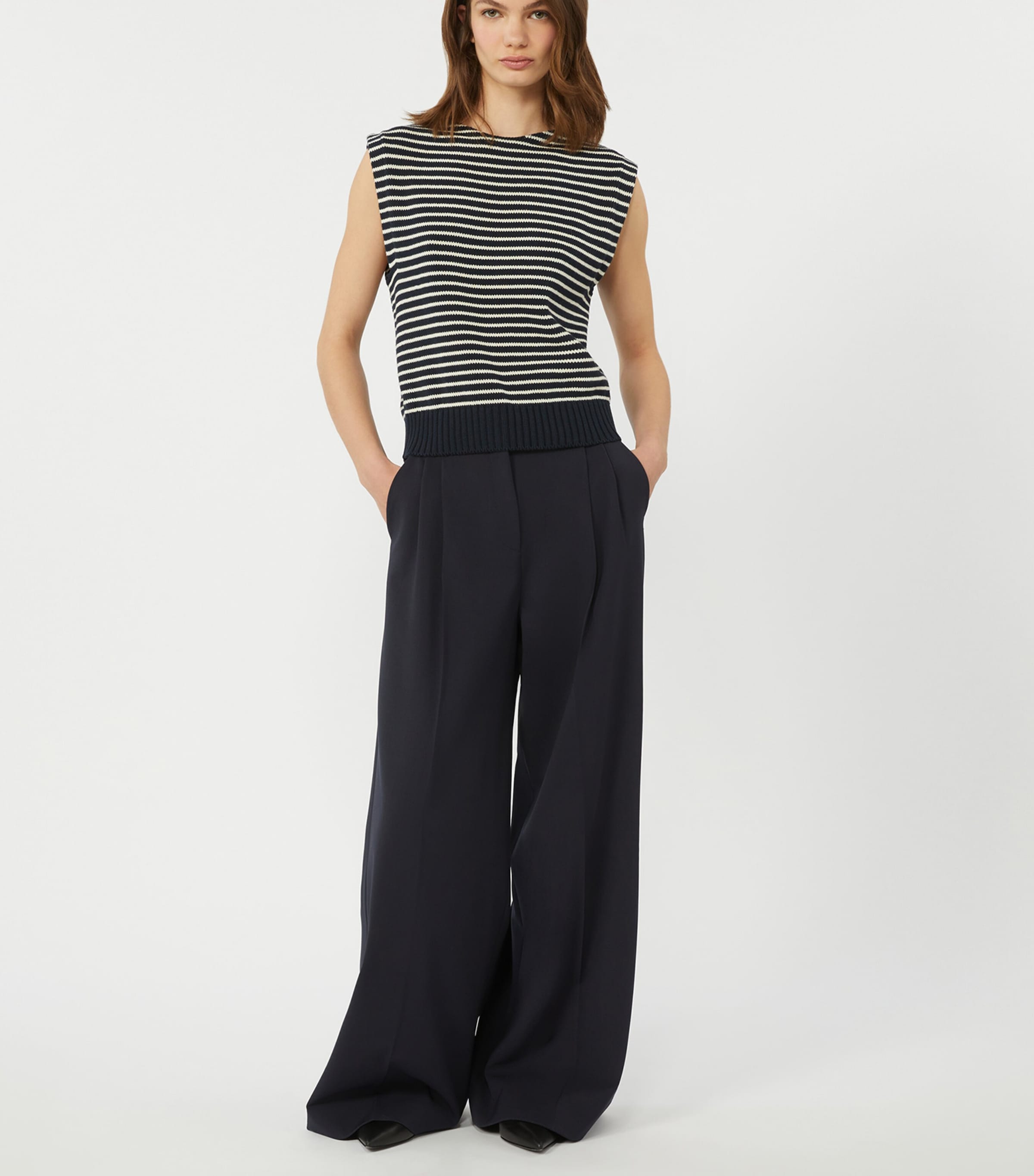 Weekend Max Mara Womens Cotton-Blend Stripe Sweater Vest Navy Image 4