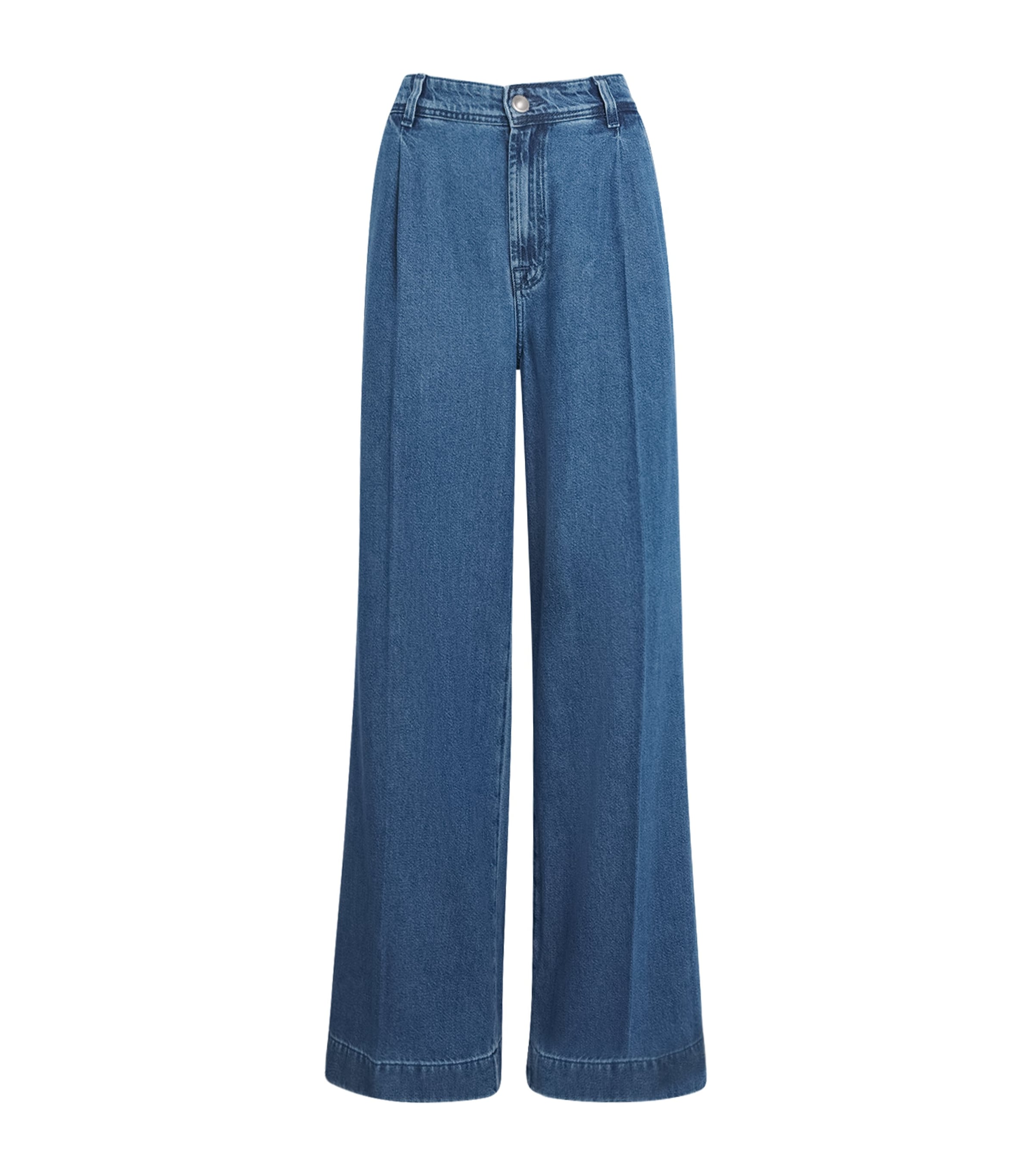 7 For All Mankind Navy Pleated Wide-Leg Jeans | Harrods US