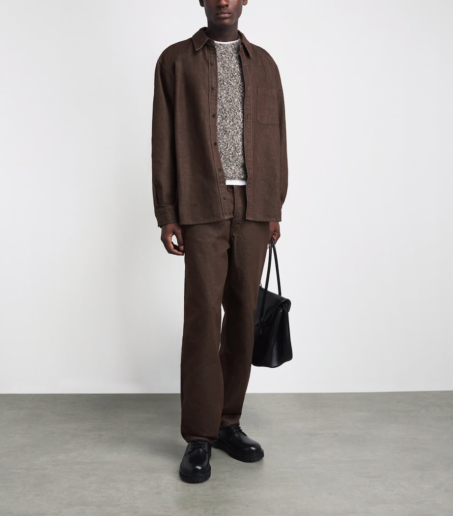 Le 17 Septembre Mens Denim Overshirt Brown Image 2