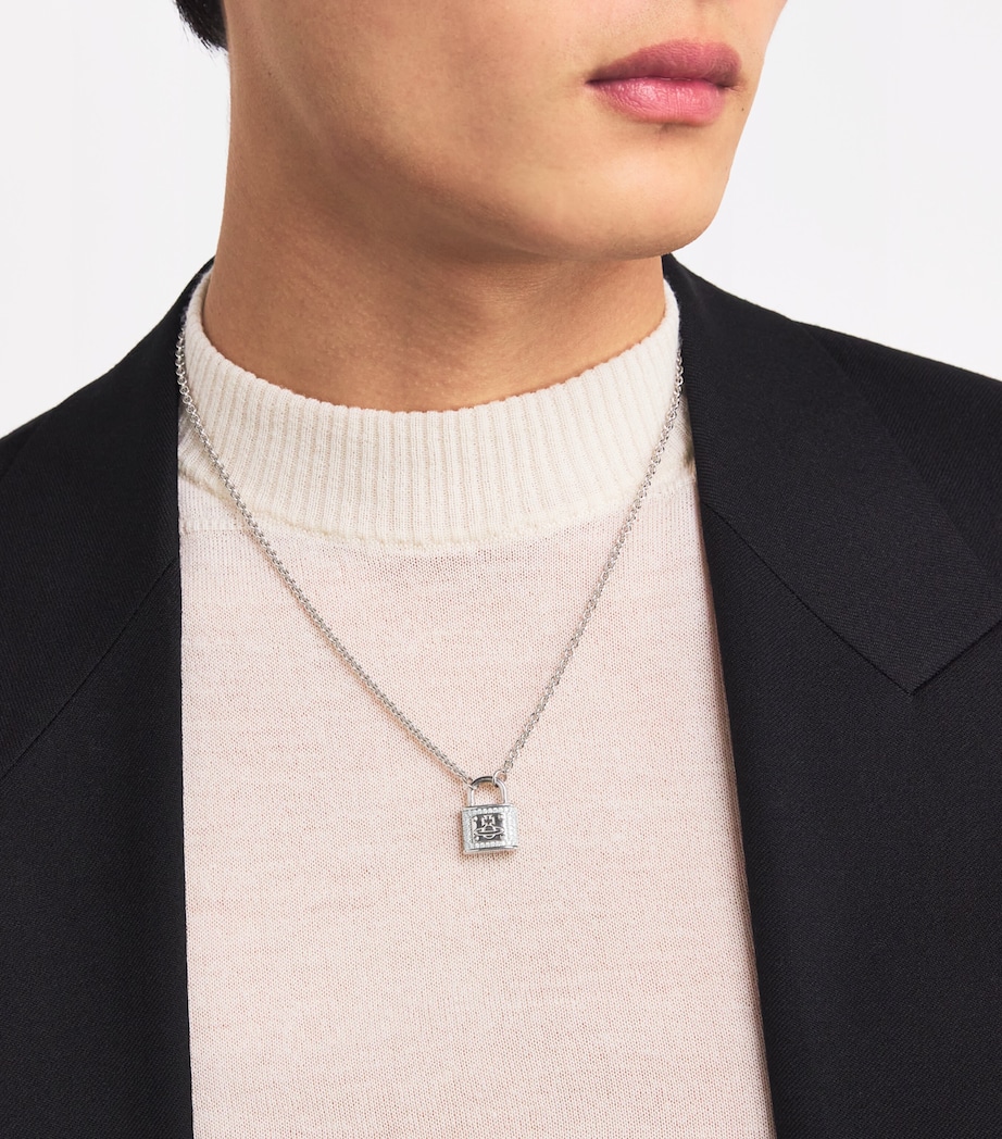 Vivienne Westwood Platinum-Plated Man. Fitzrovia Pendant Necklace Platinum/wht Cz Image 4