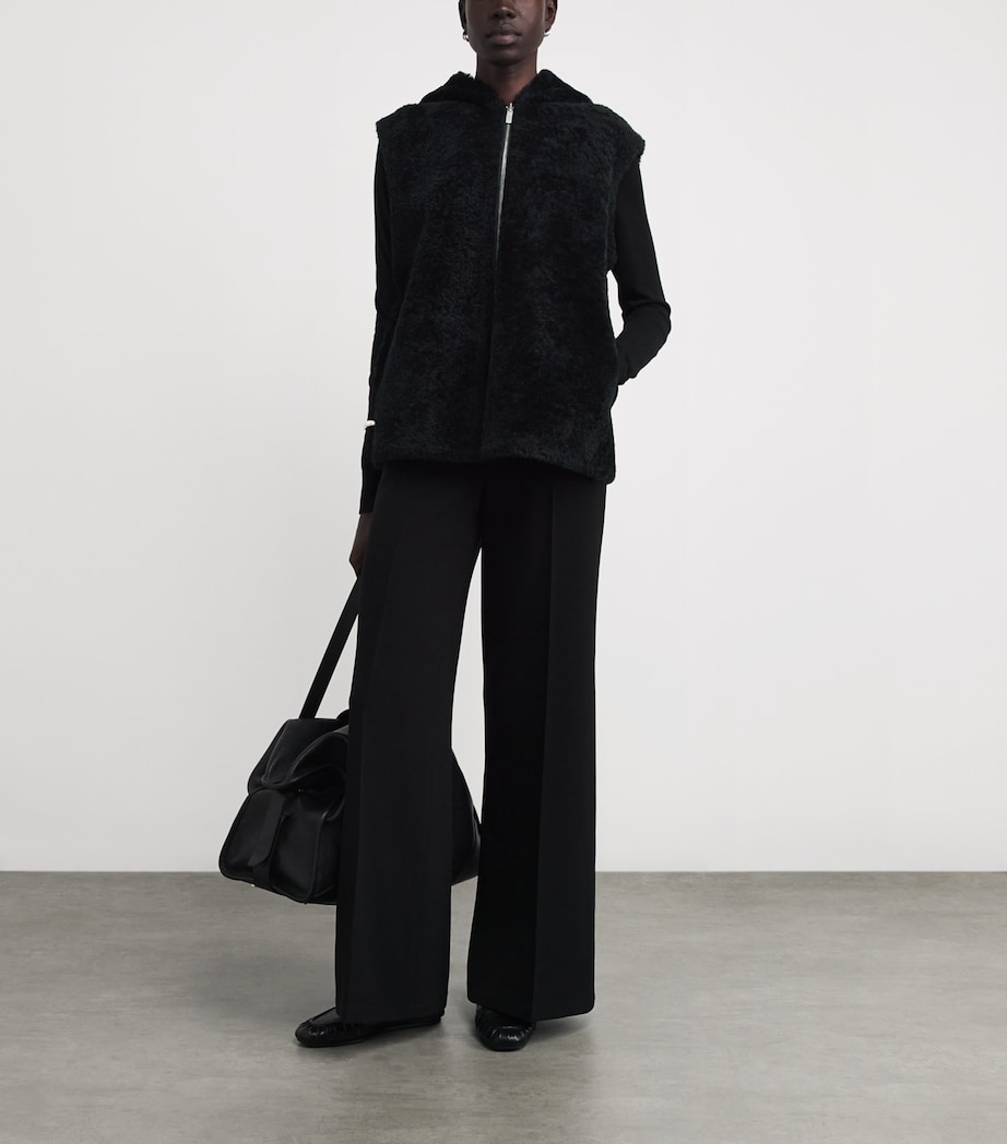 Shearling Hooded Gilet 001-BLACK Image 2