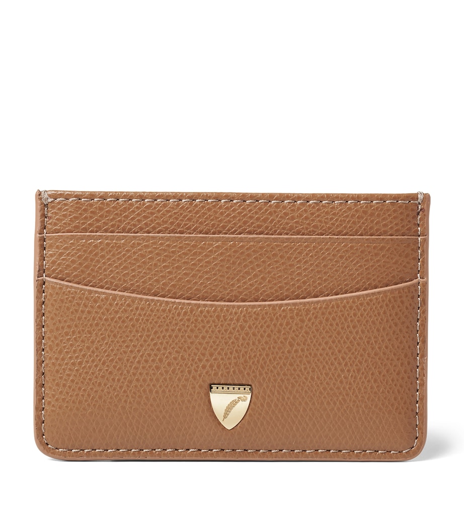 Aspinal Of London Leather Logo Card Holder Caramel Image 1