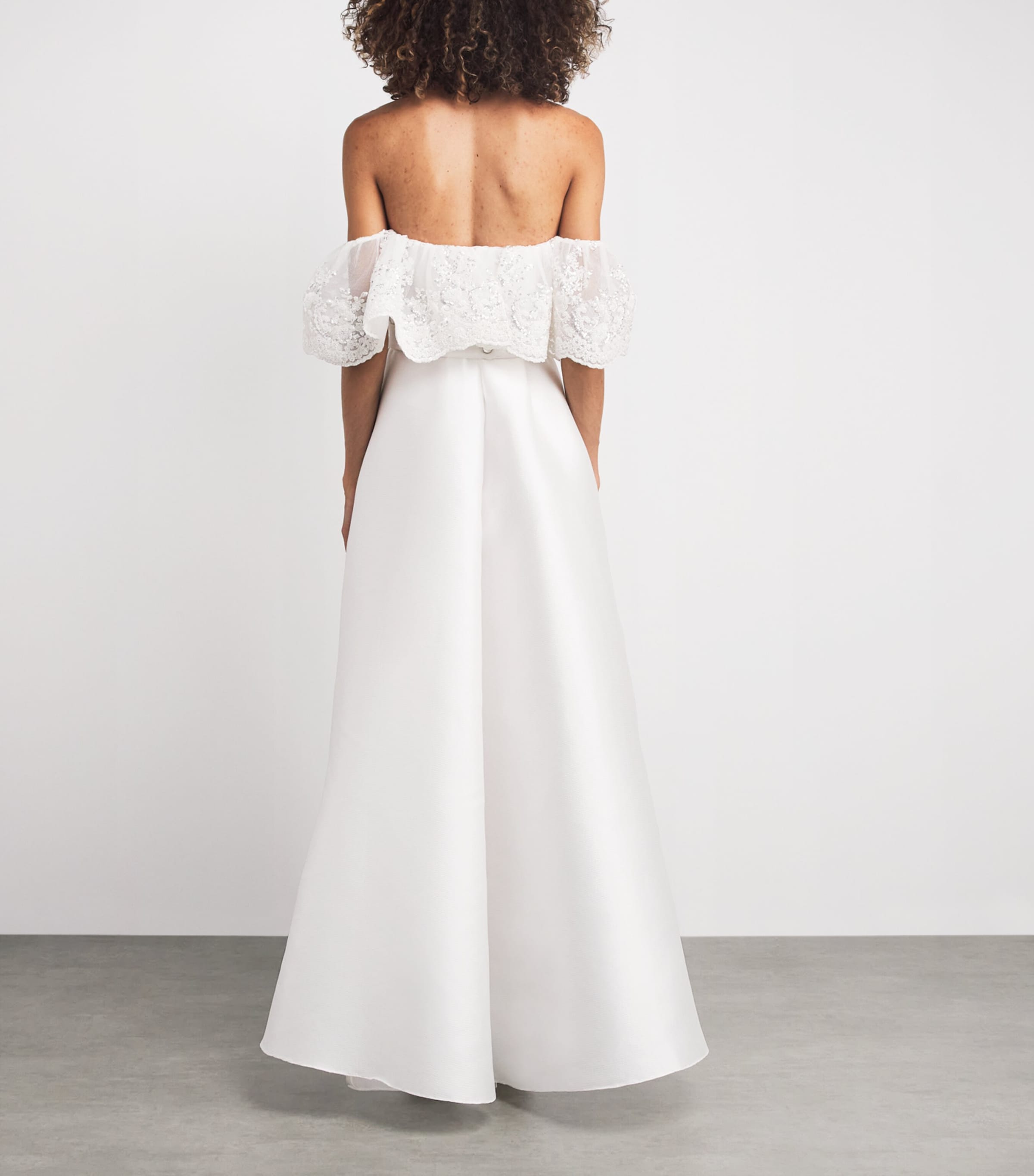 Sequinned Off-The-Shoulder Gown 01 WHITE Image 3