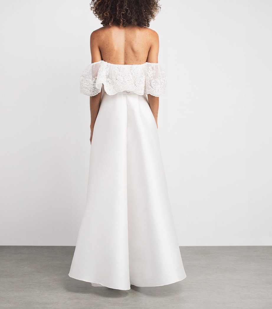 Sequinned Off-The-Shoulder Gown 01 WHITE Image 3