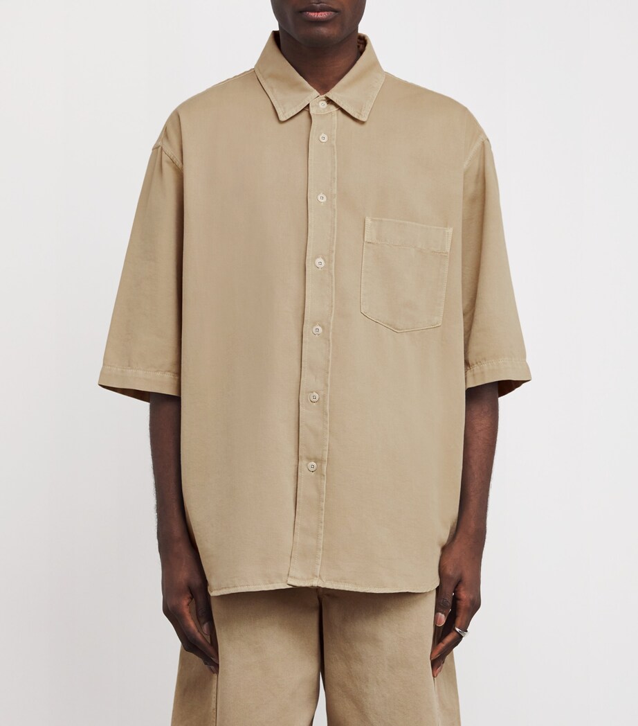 Lemaire Mens Oversized Denim Shirt Beige Image 3