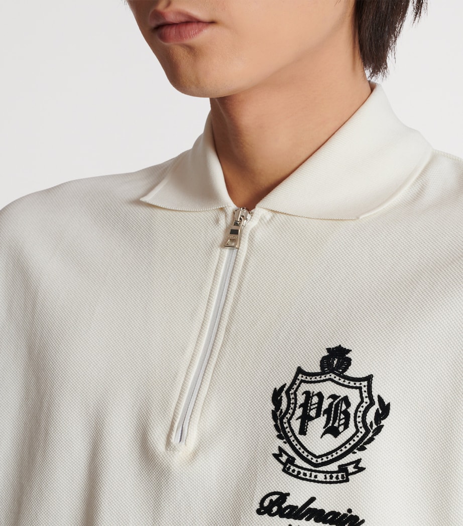 Cotton College Emblem Polo Shirt GAB BLANC/NOIR Image 8