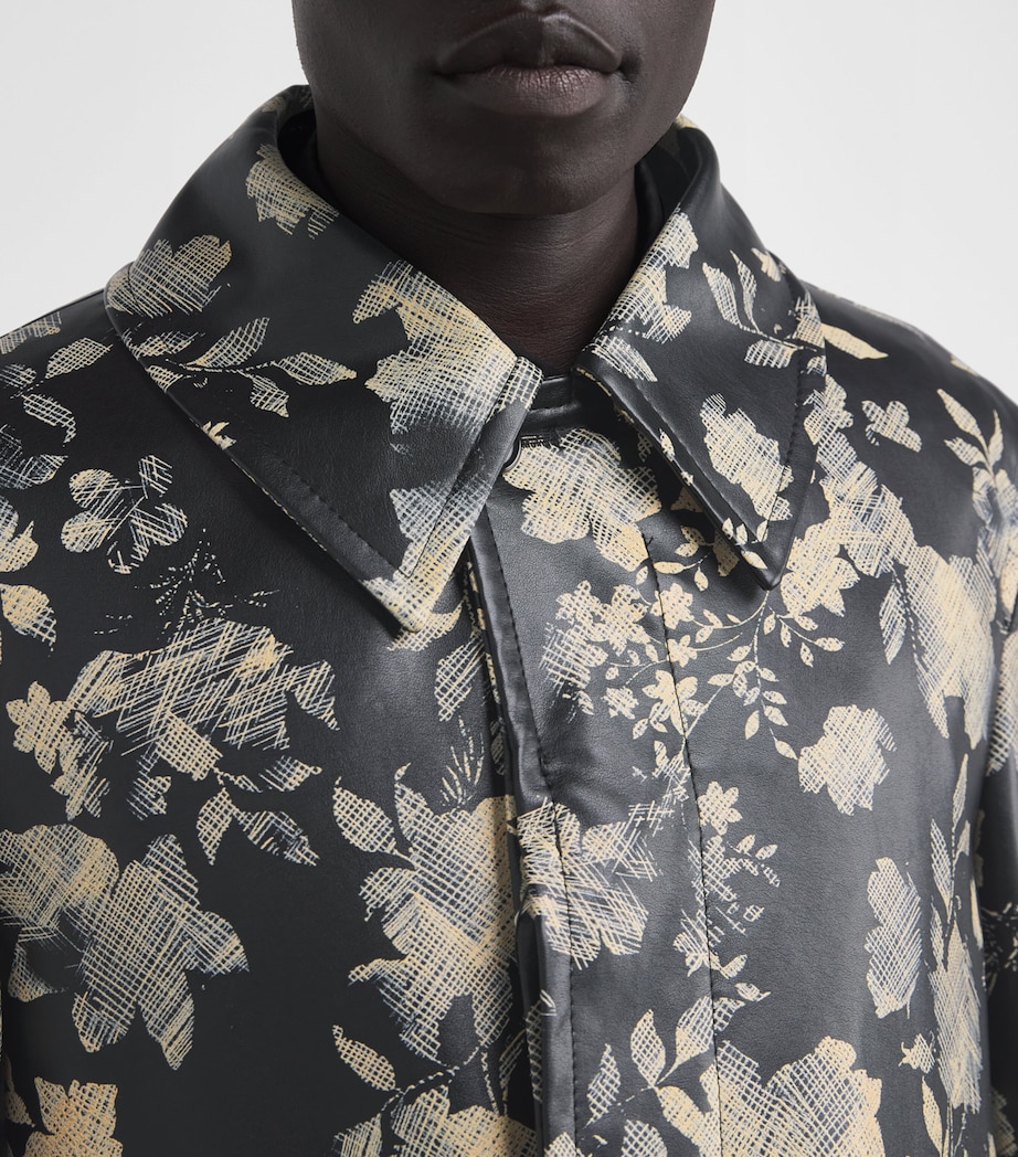 Comme Des Garçons Homme Plus Mens Faux Leather Floral Print Coat Black/ Natural Image 6