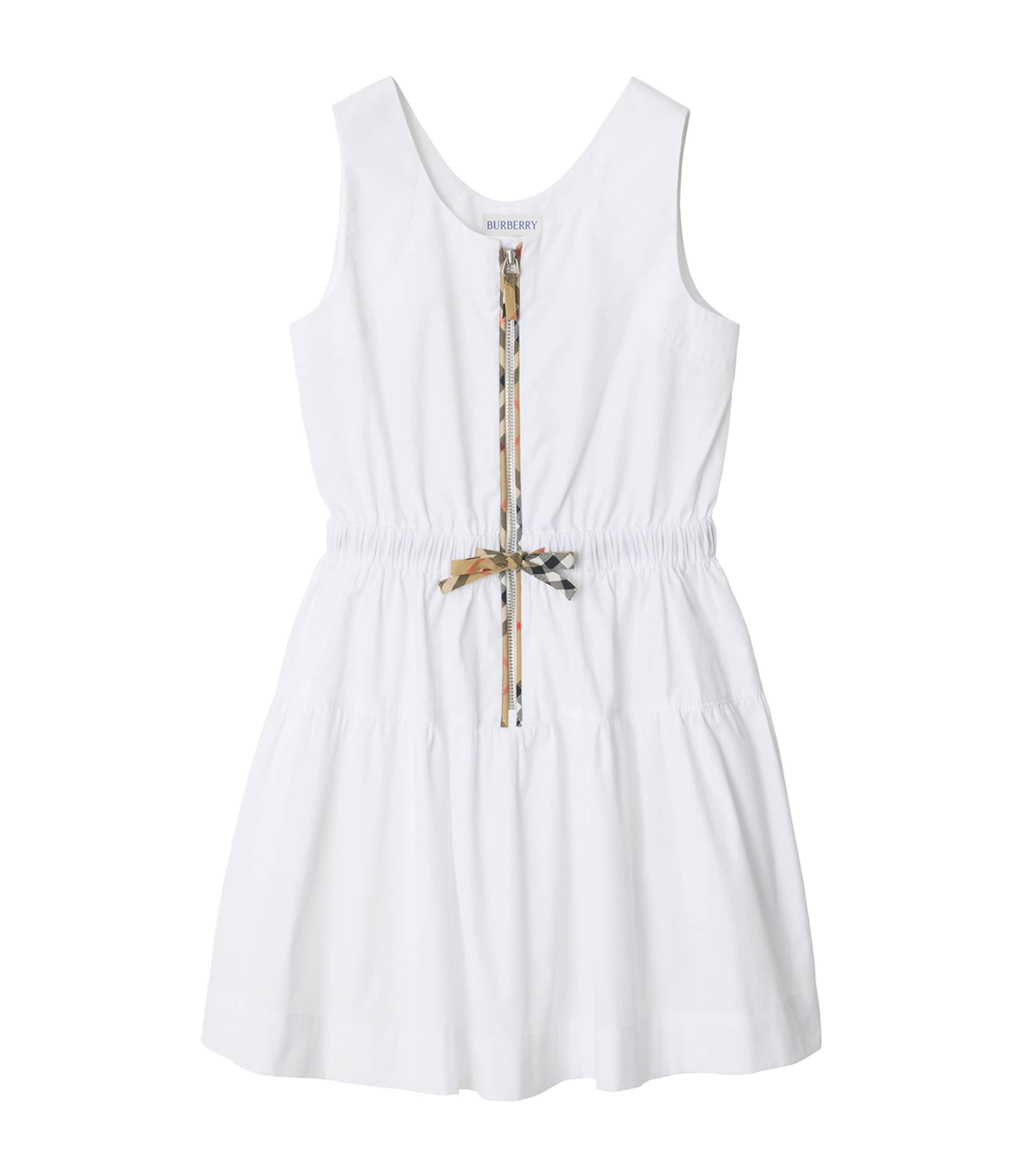Burberry Kids Cotton Check-Trim Dress (14 Years) White Image 1
