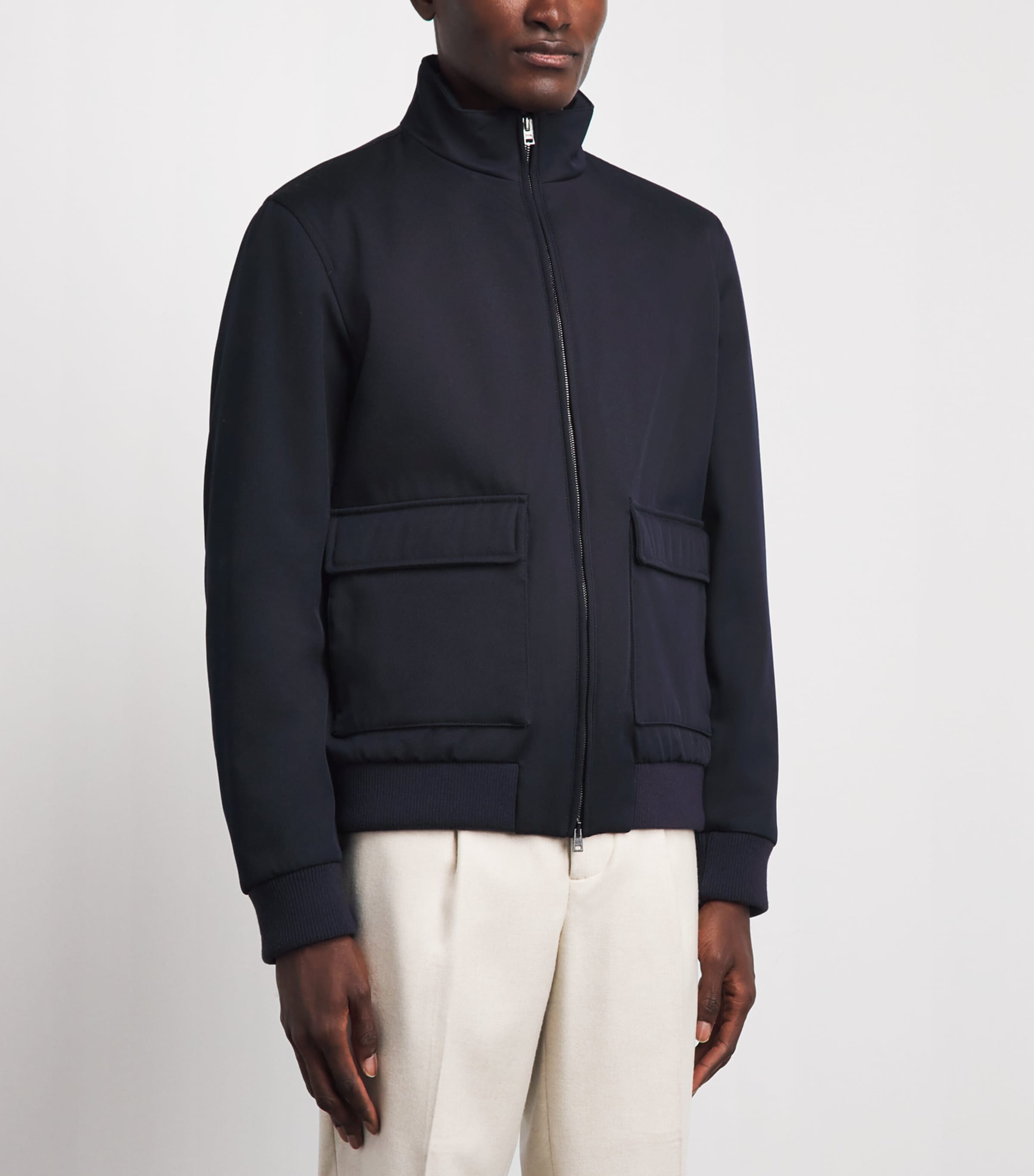 Herno Mens Wool Harrington Jacket Blu Navy Image 4