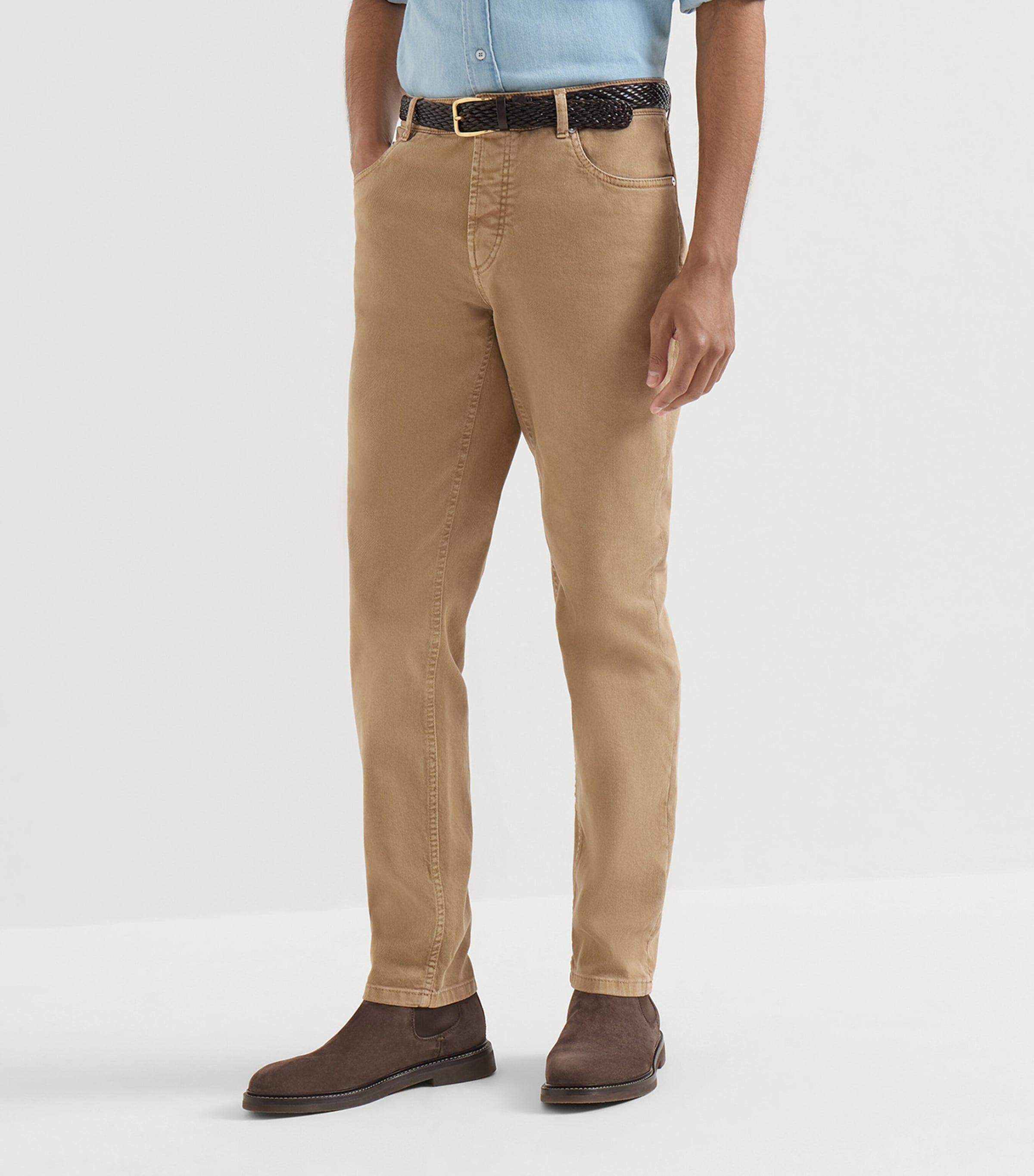Brunello Cucinelli Mens Denim Garment-Dyed Trousers Image 3