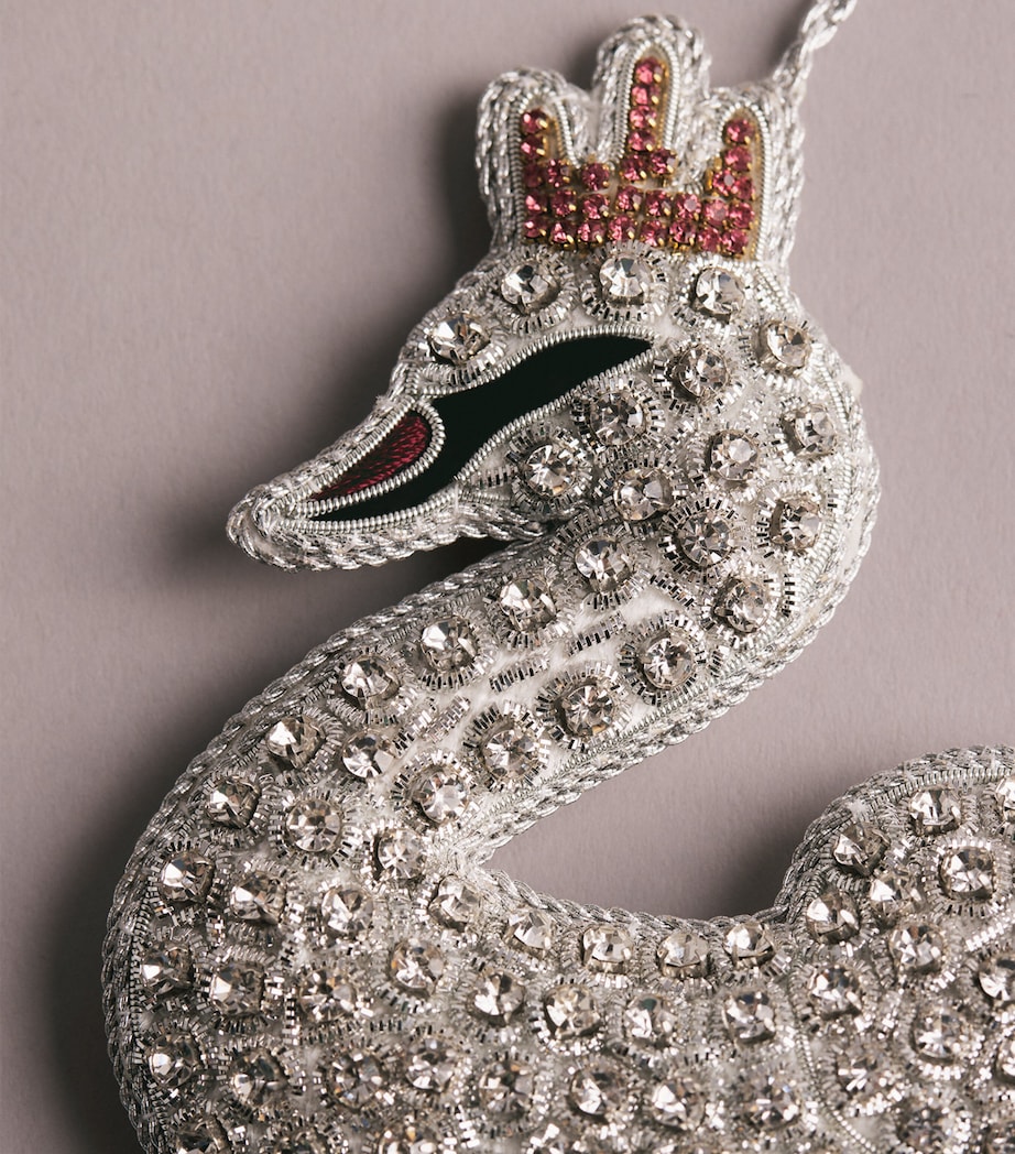 Tinker Tailor Crystal-Embellished Swan Tree Decoration Silver & Pink Image 2