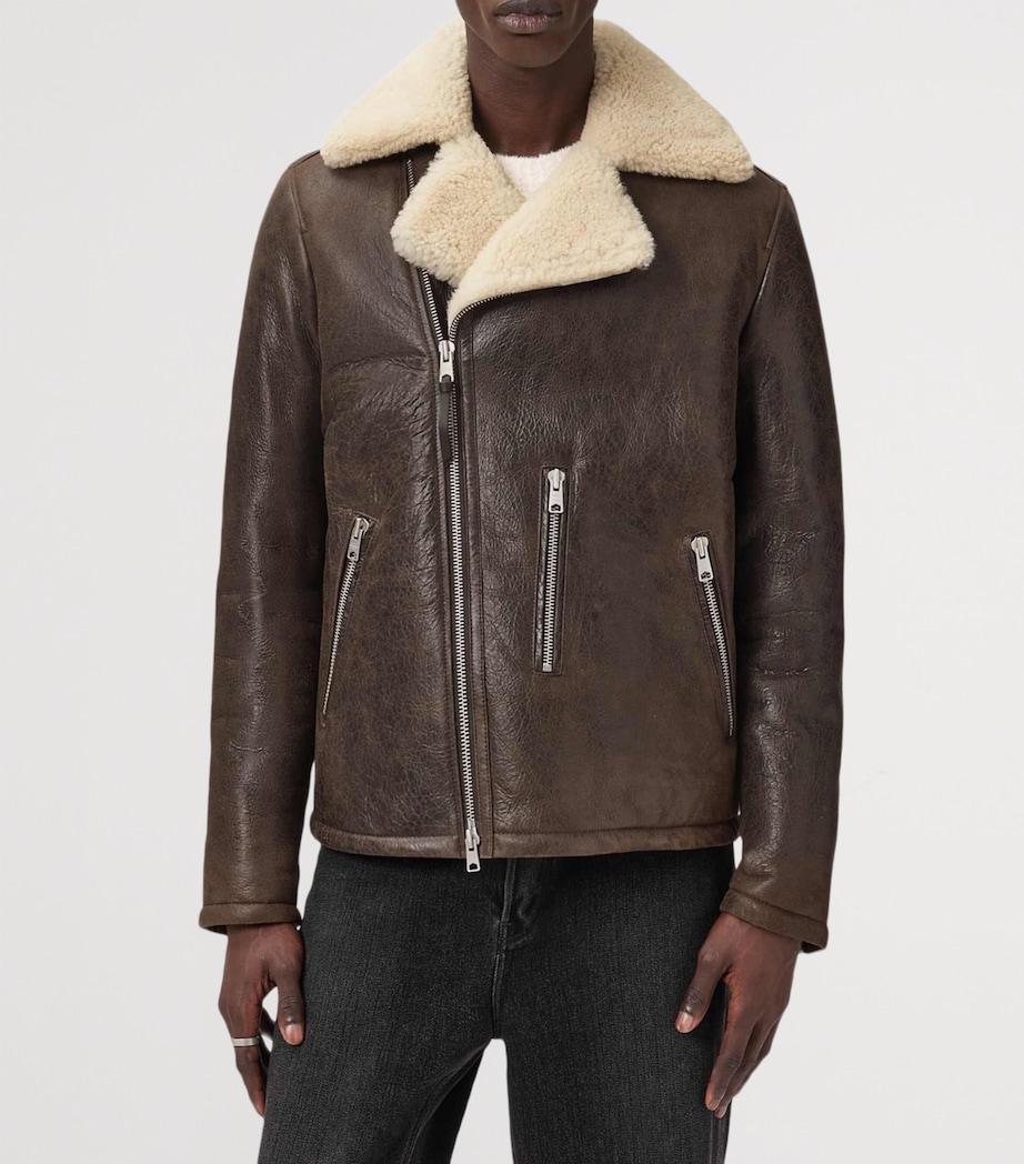 Leather Xylon Biker Jacket BARKWOOD BROWN Image 4