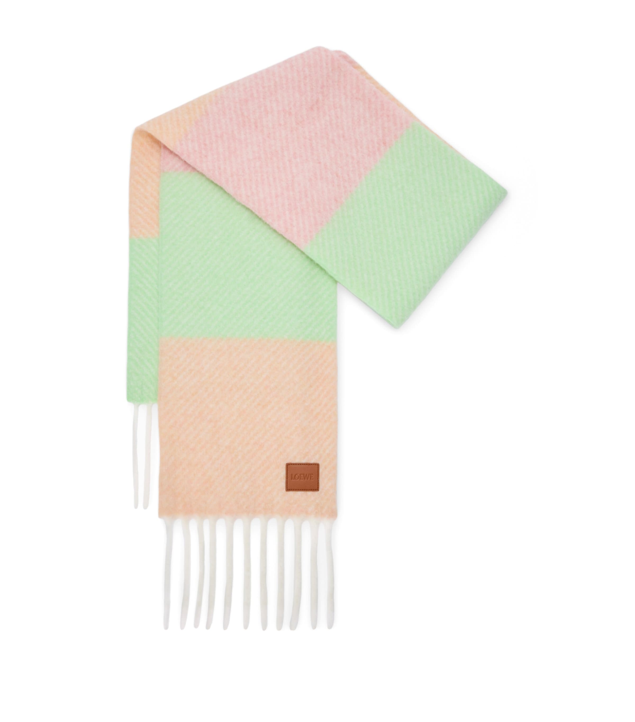 Brushed Alpaca-Wool Stripe Fringe Scarf PEACH/MATCHA/PINK Image 1
