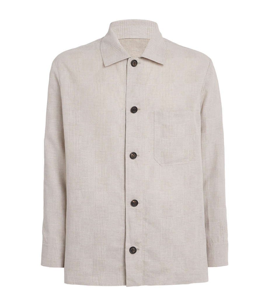 Eleventy Mens x Harrods Linen Overshirt Sabbia Image 1