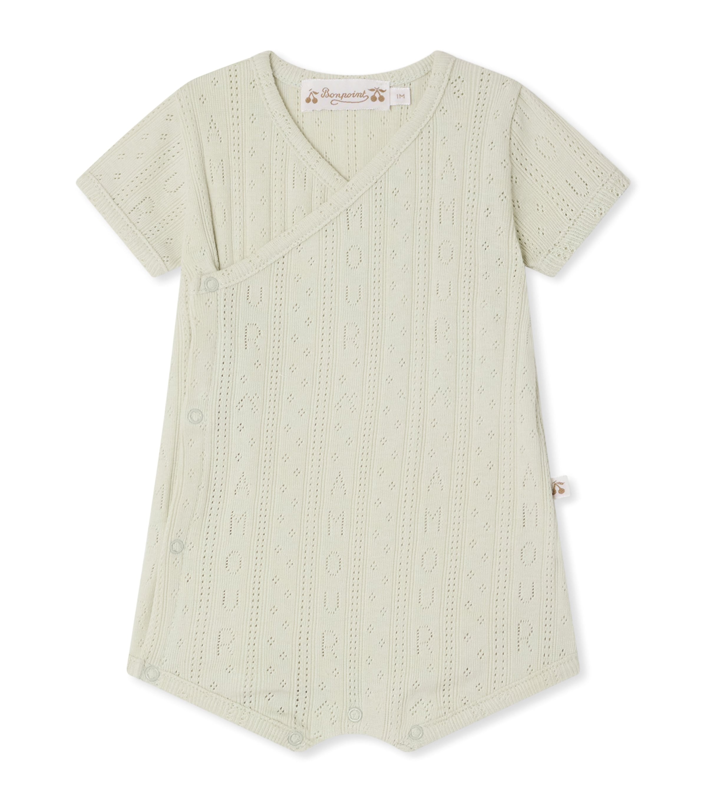 Bonpoint Cotton V-Neck Bodysuit (1-18 Months) Vert Celadon Image 1