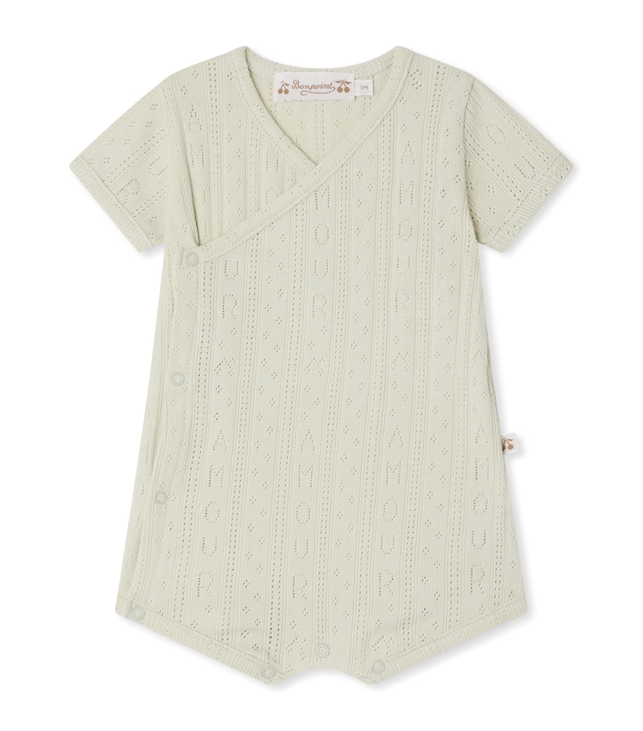 Bonpoint Cotton V-Neck Bodysuit (1-18 Months) Vert Celadon Image 1