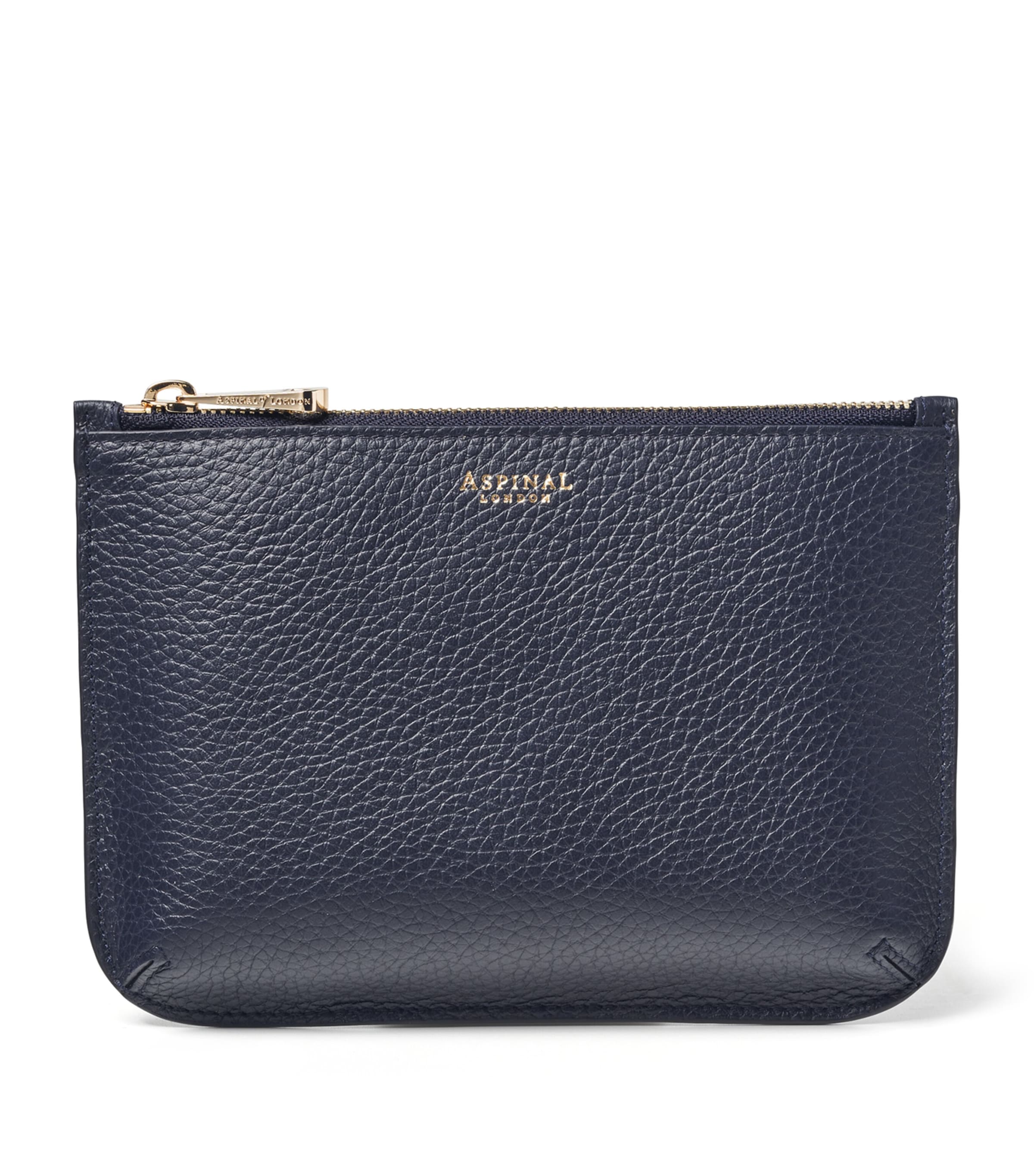 Shop Aspinal Of London Medium Leather Ella Pouch In Navy