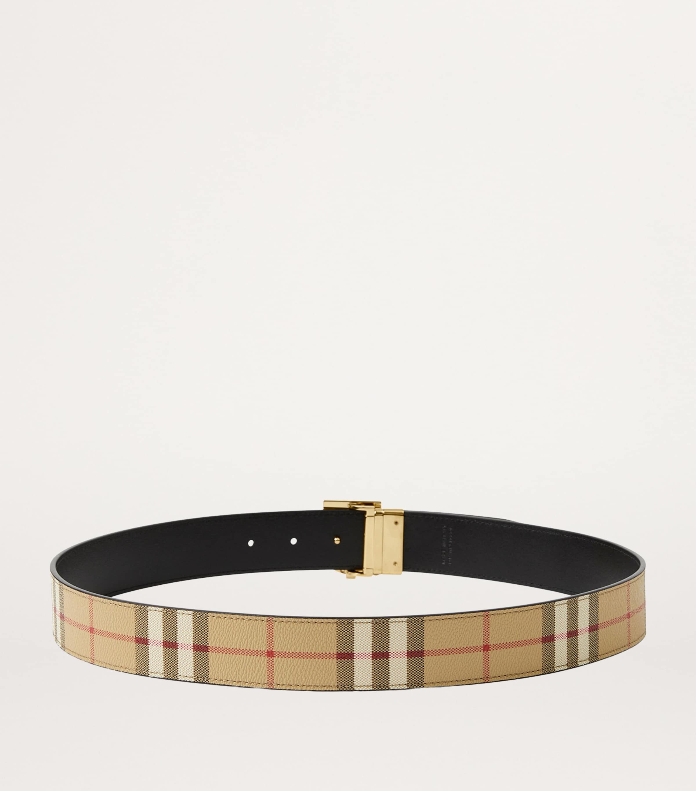 Leather and Check Reversible TB Belt ARCHIVE BEIGE/GOLD Image 4