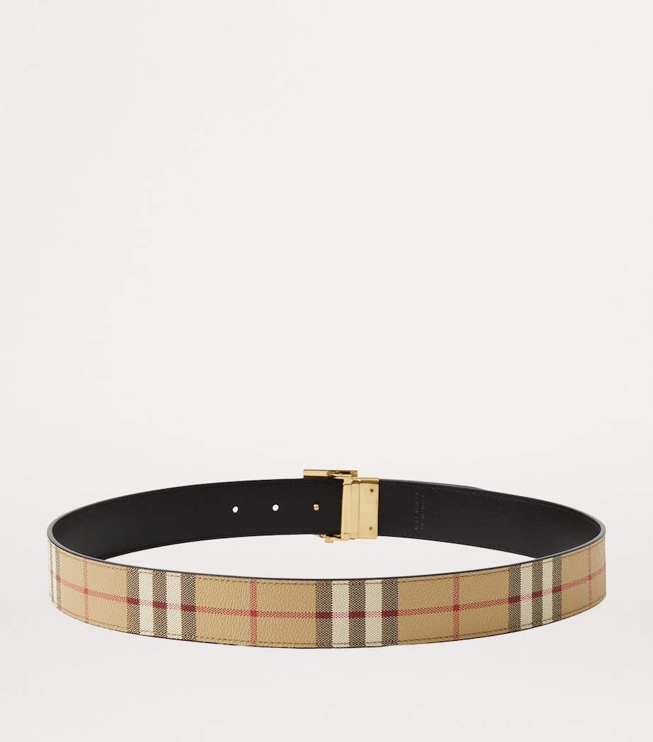 Leather and Check Reversible TB Belt ARCHIVE BEIGE/GOLD Image 4